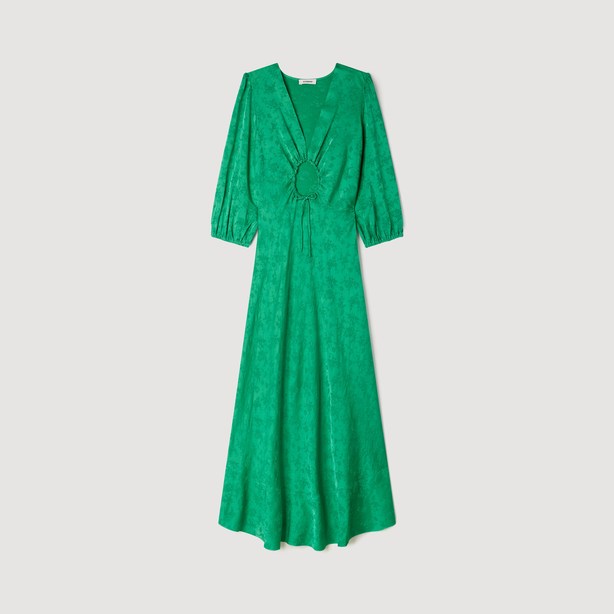 Vestido largo floral jacquard