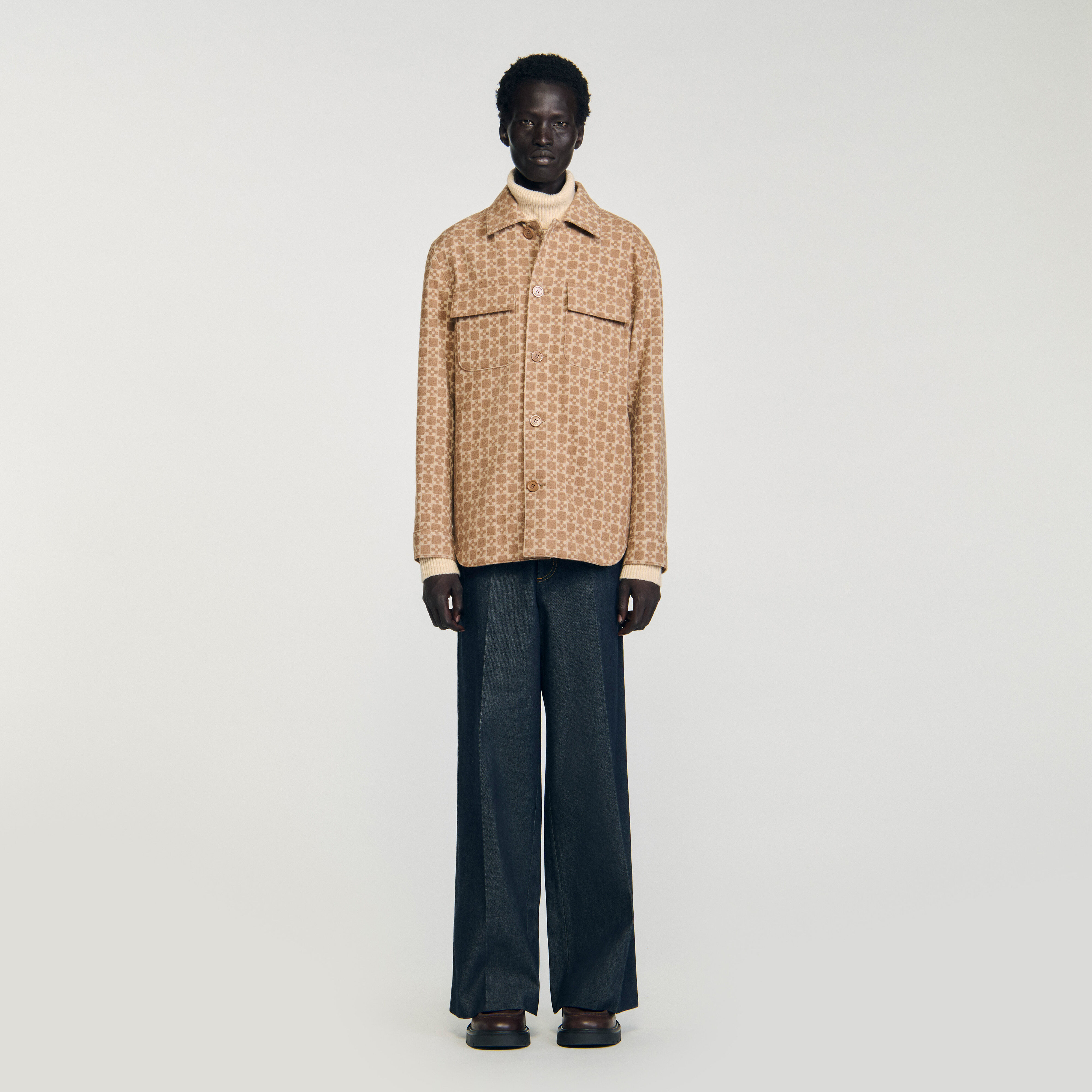 Chaleco oversize de jacquard con diseño cuadrado