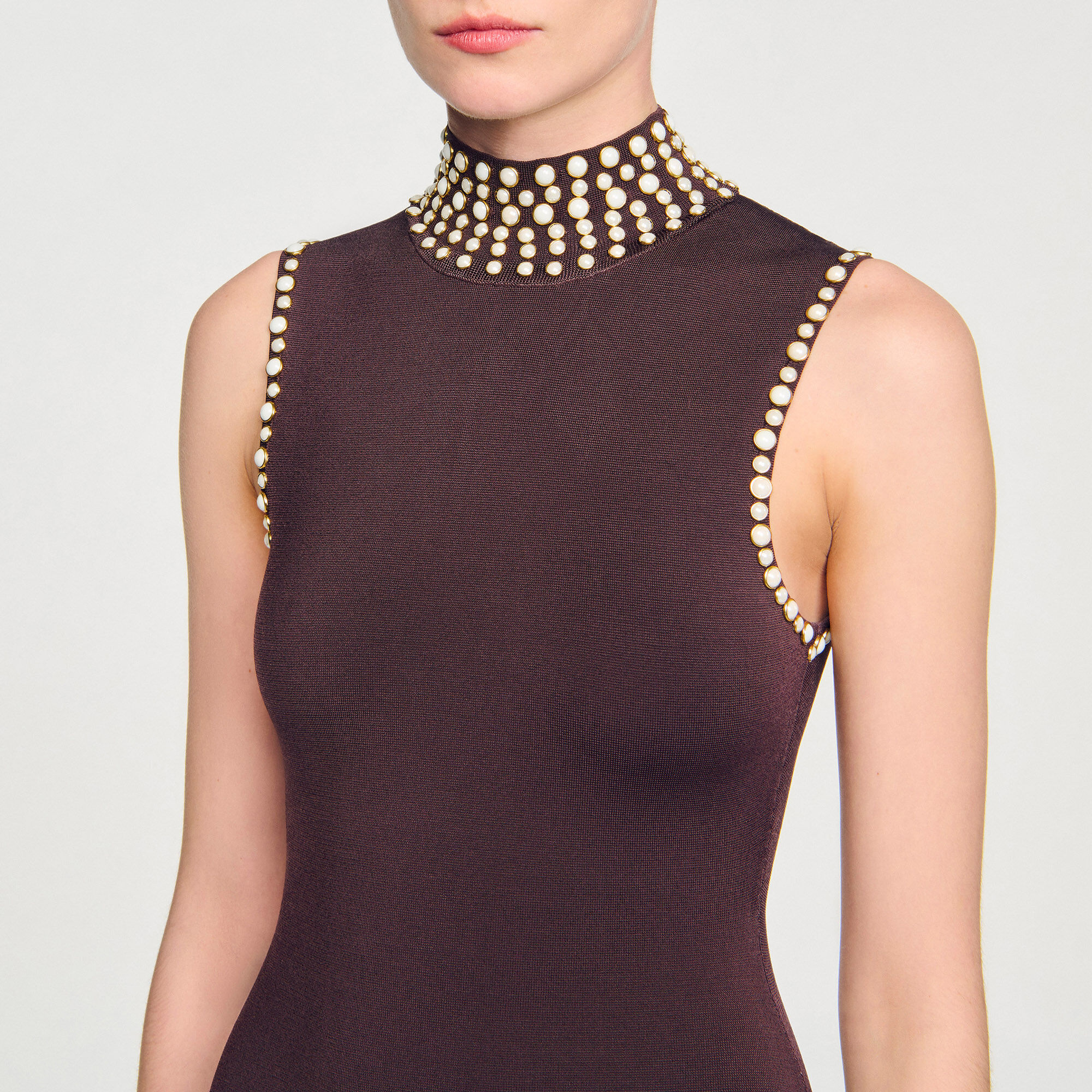 Vestido midi de punto con flecos