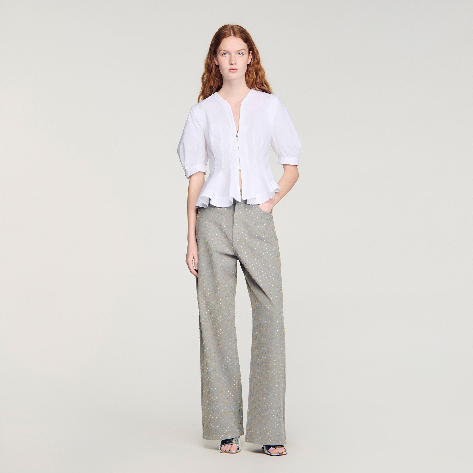 Camisa con peplum con cremallera