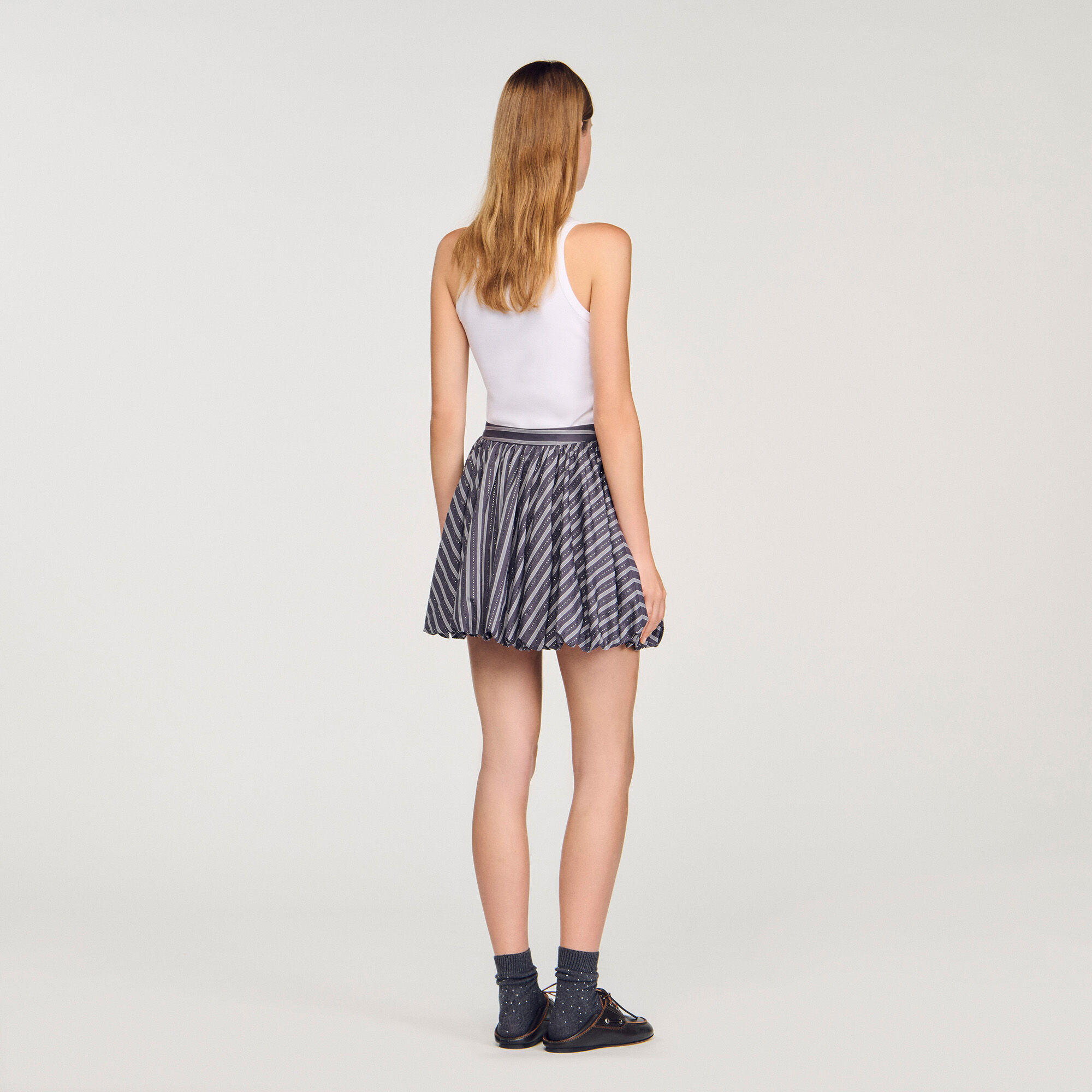 Falda de burbuja con brillantines estampada