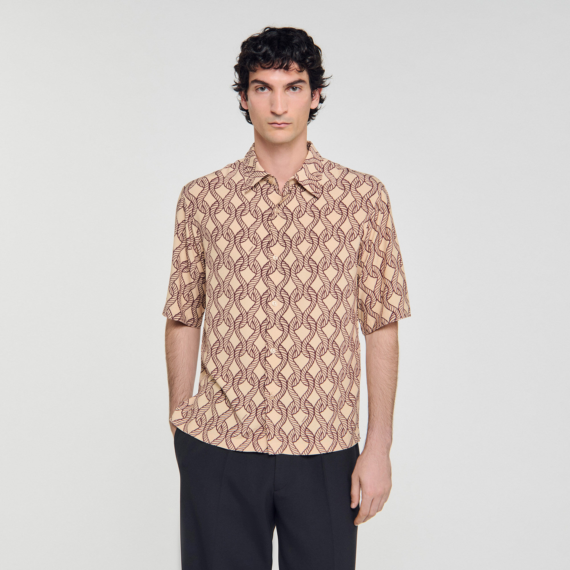 Camisa con estampado de cuerda de corte suelto