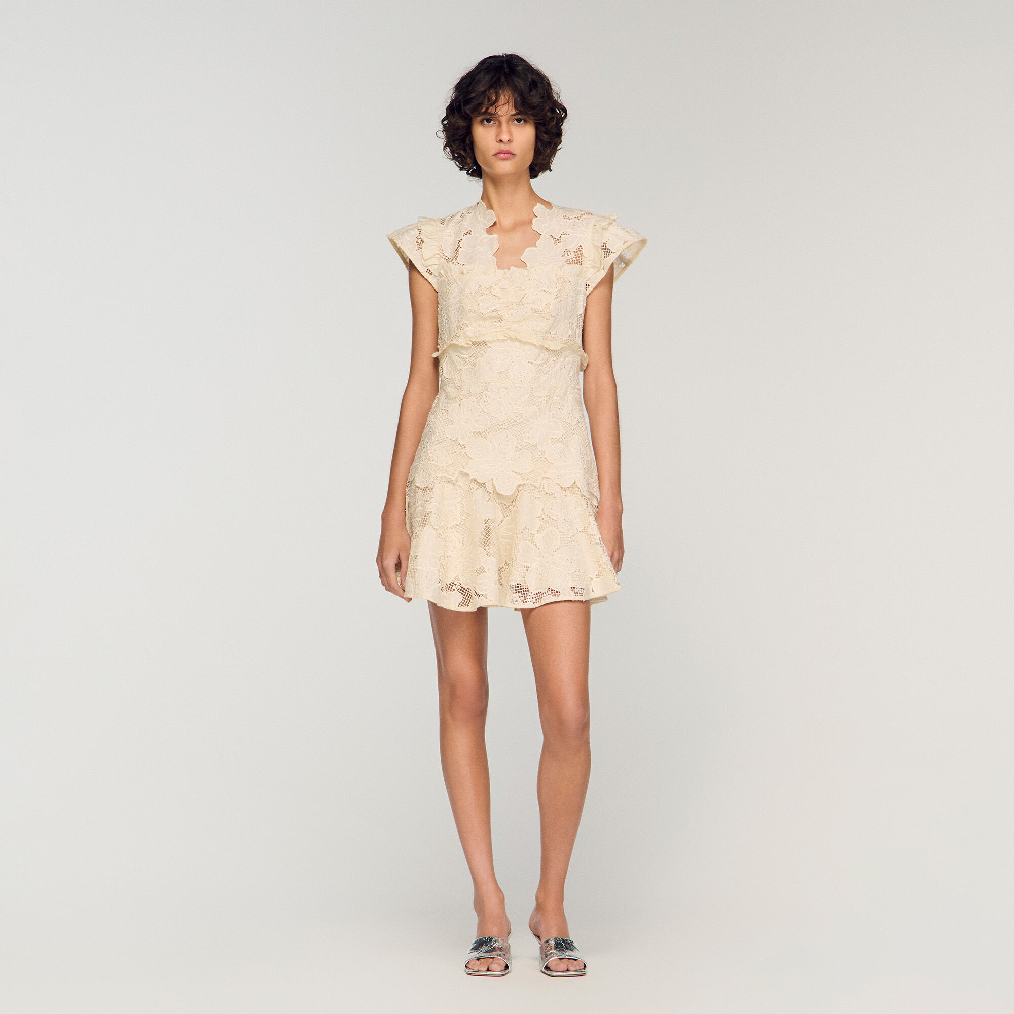 Vestido mini de guipure
