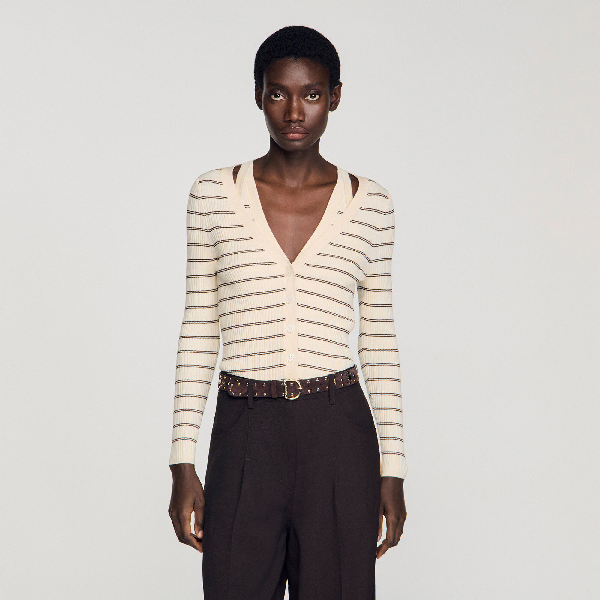 Cardigan de punto con rayas