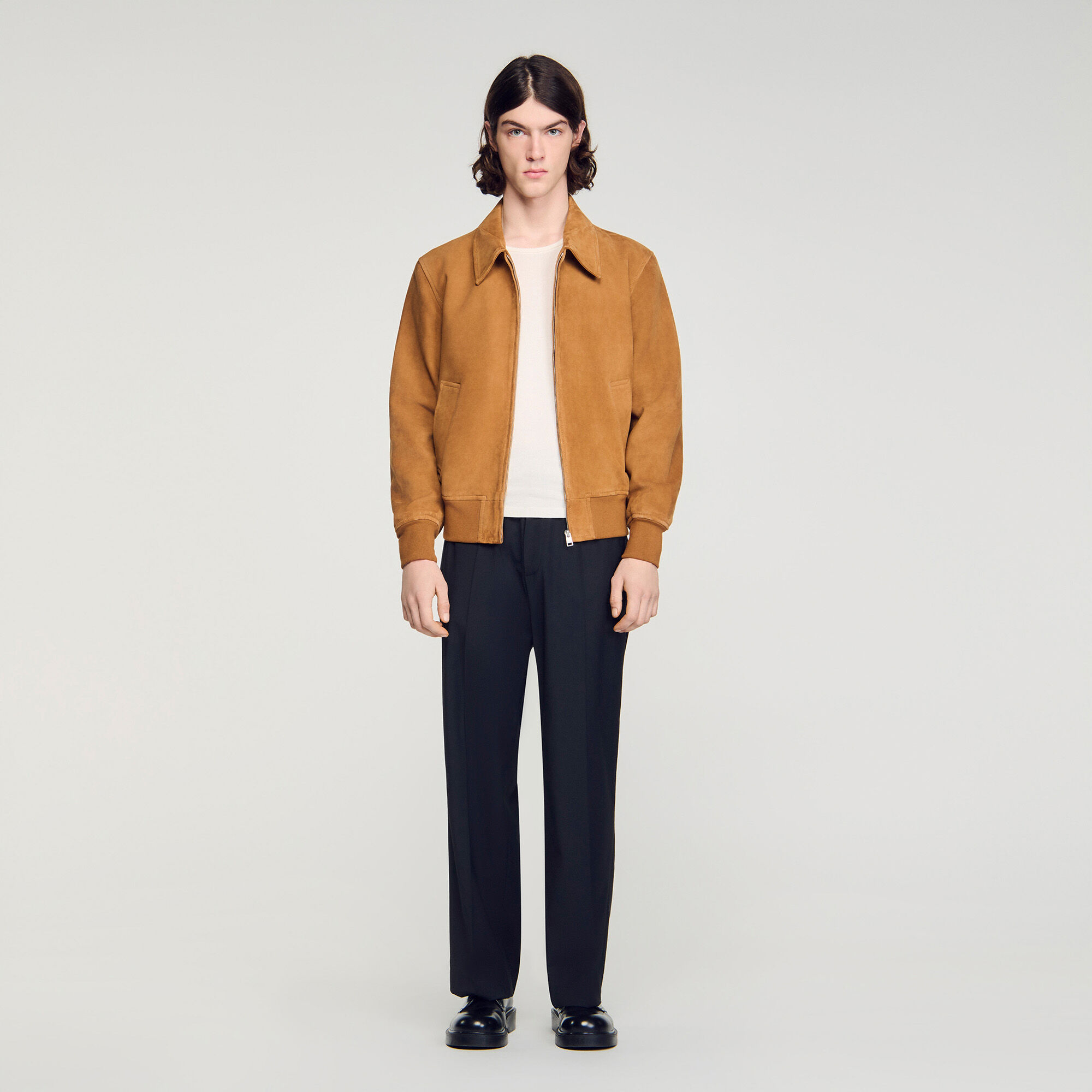 Chaqueta de cuero de gamuza