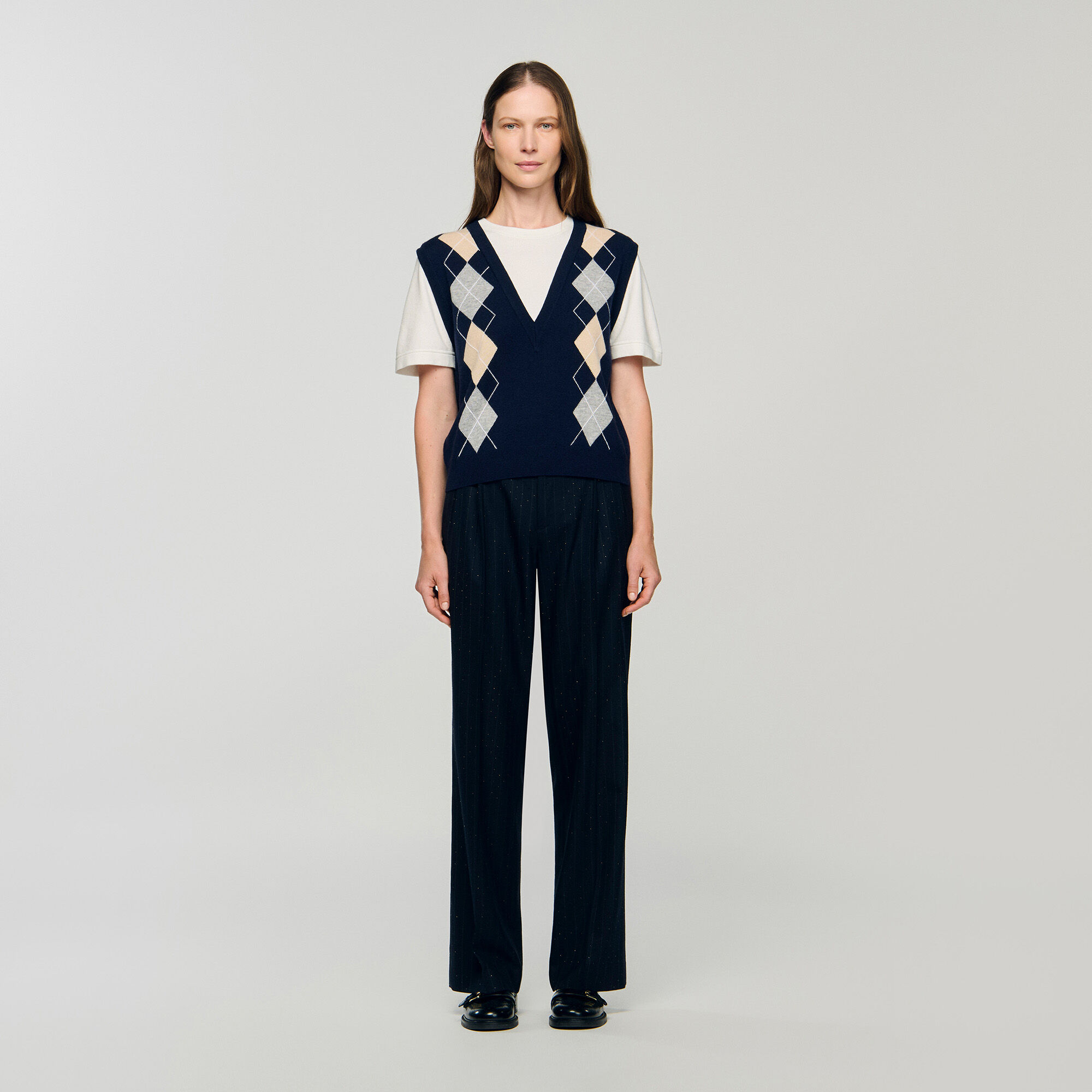 Sweater con efecto de capas en estilo argyle