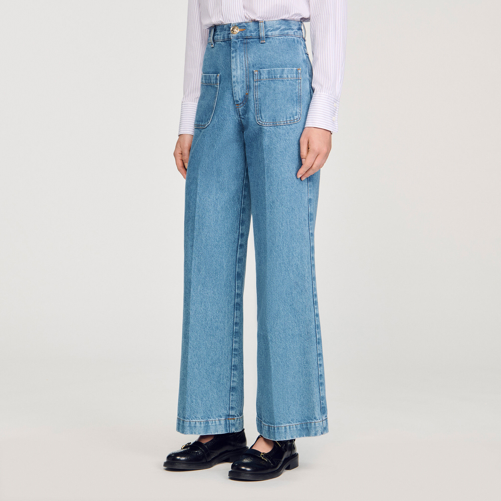 Pantalones vaqueros de pierna ancha con cintura alta