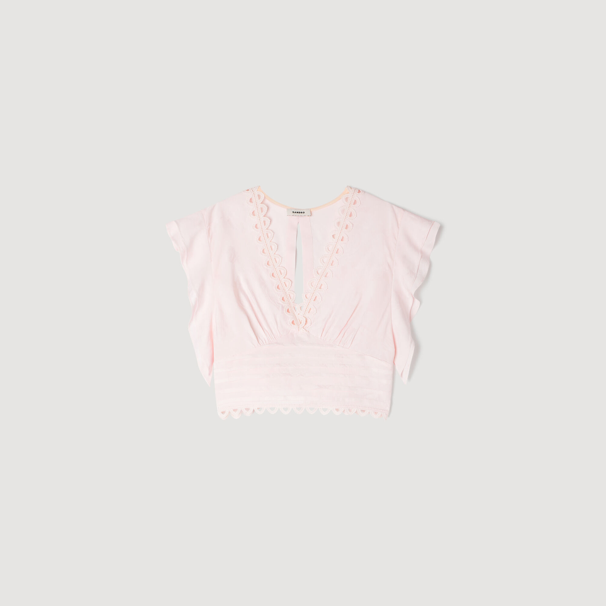 Top corto de jacquard floral