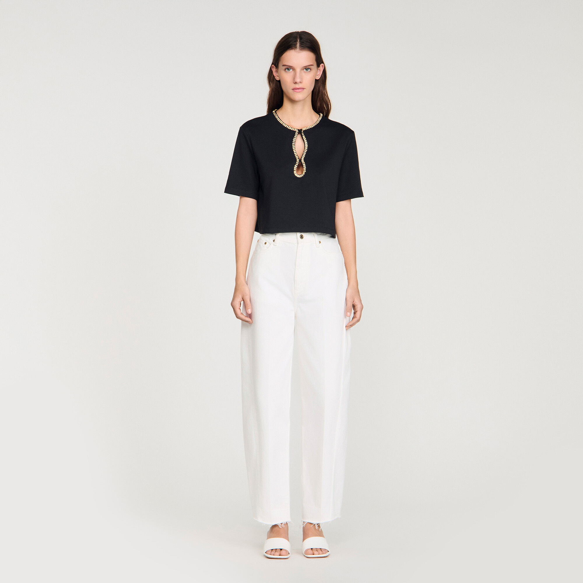 Camiseta corta con brillantines