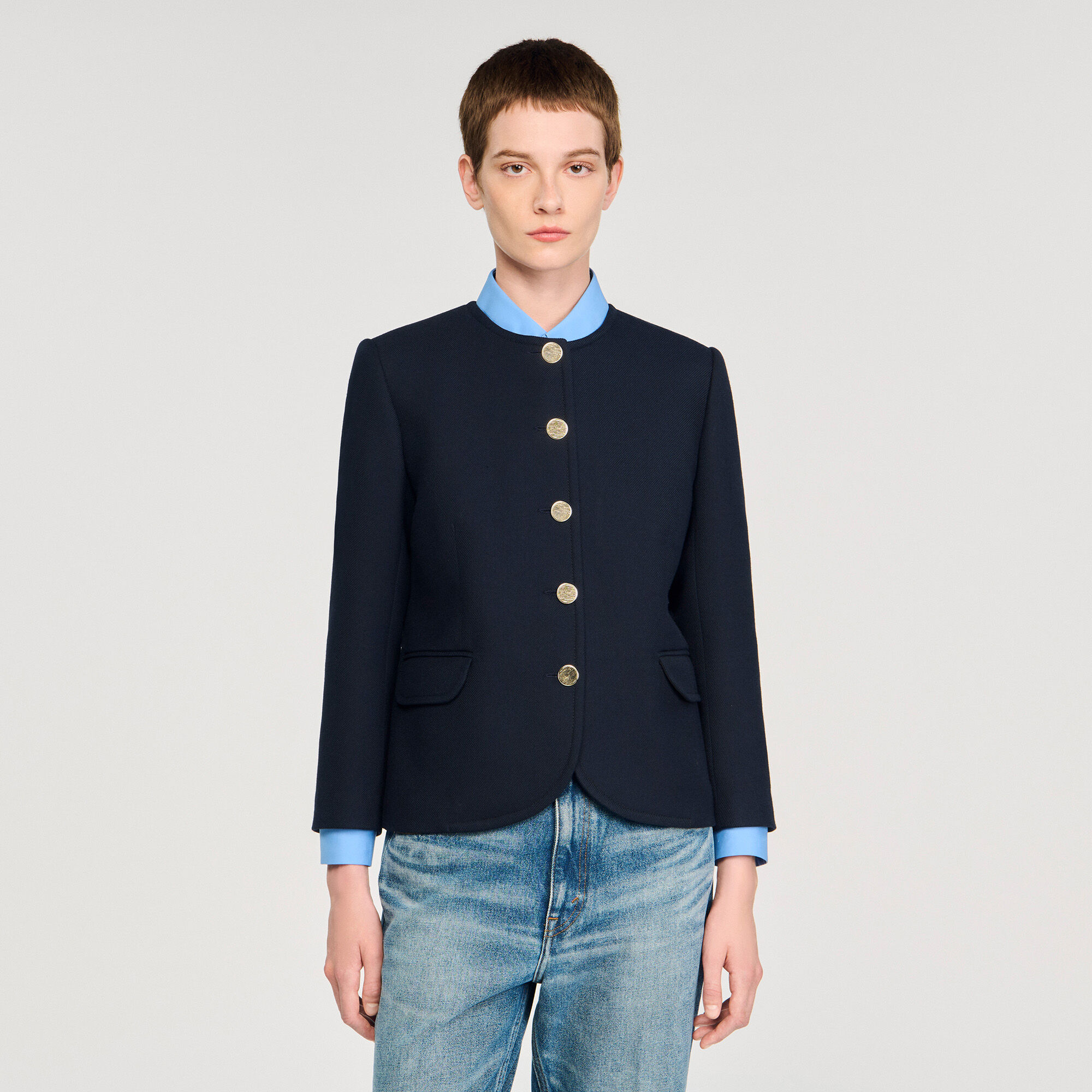 Chaqueta de cuello redondo