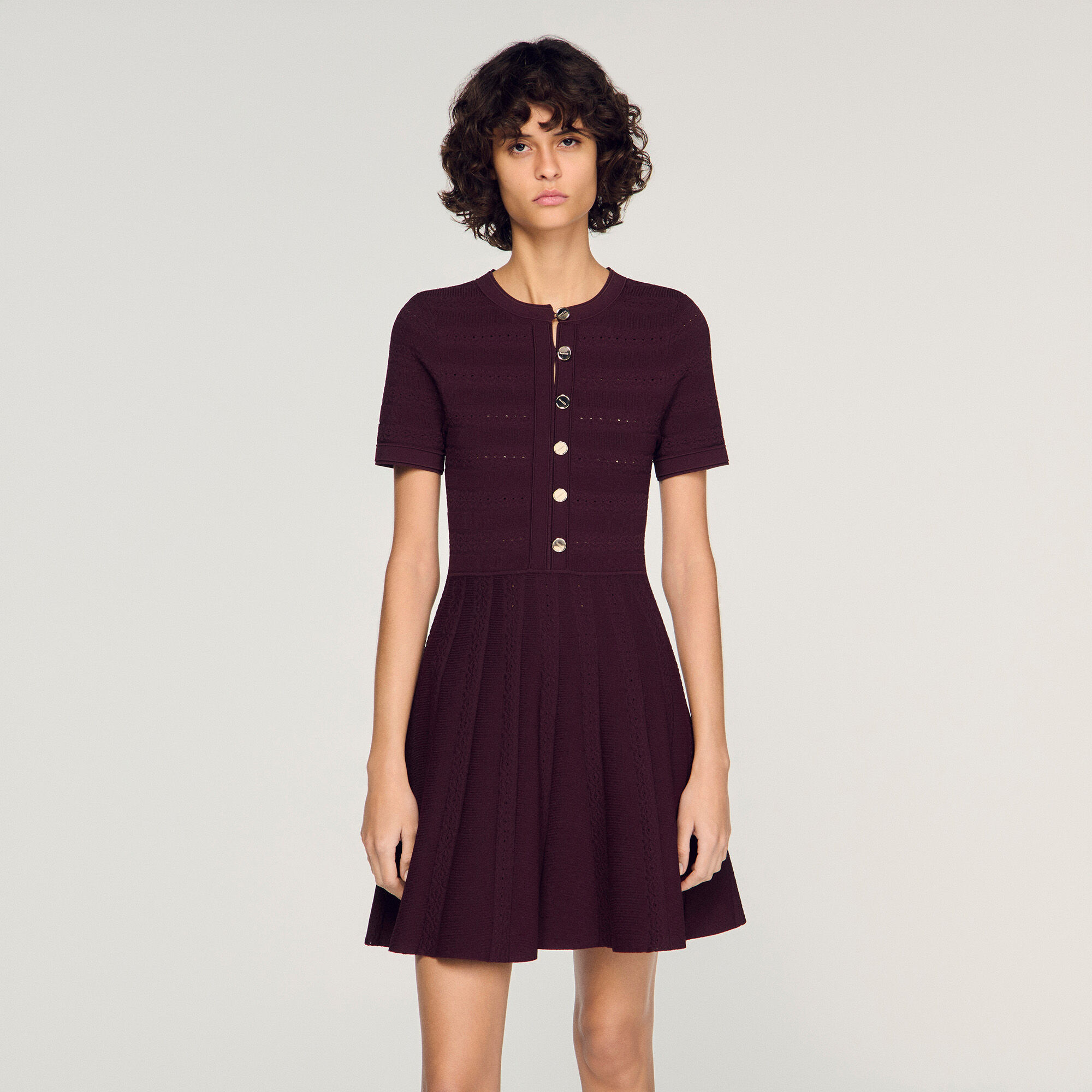 Vestido mini de punto con estampado floral