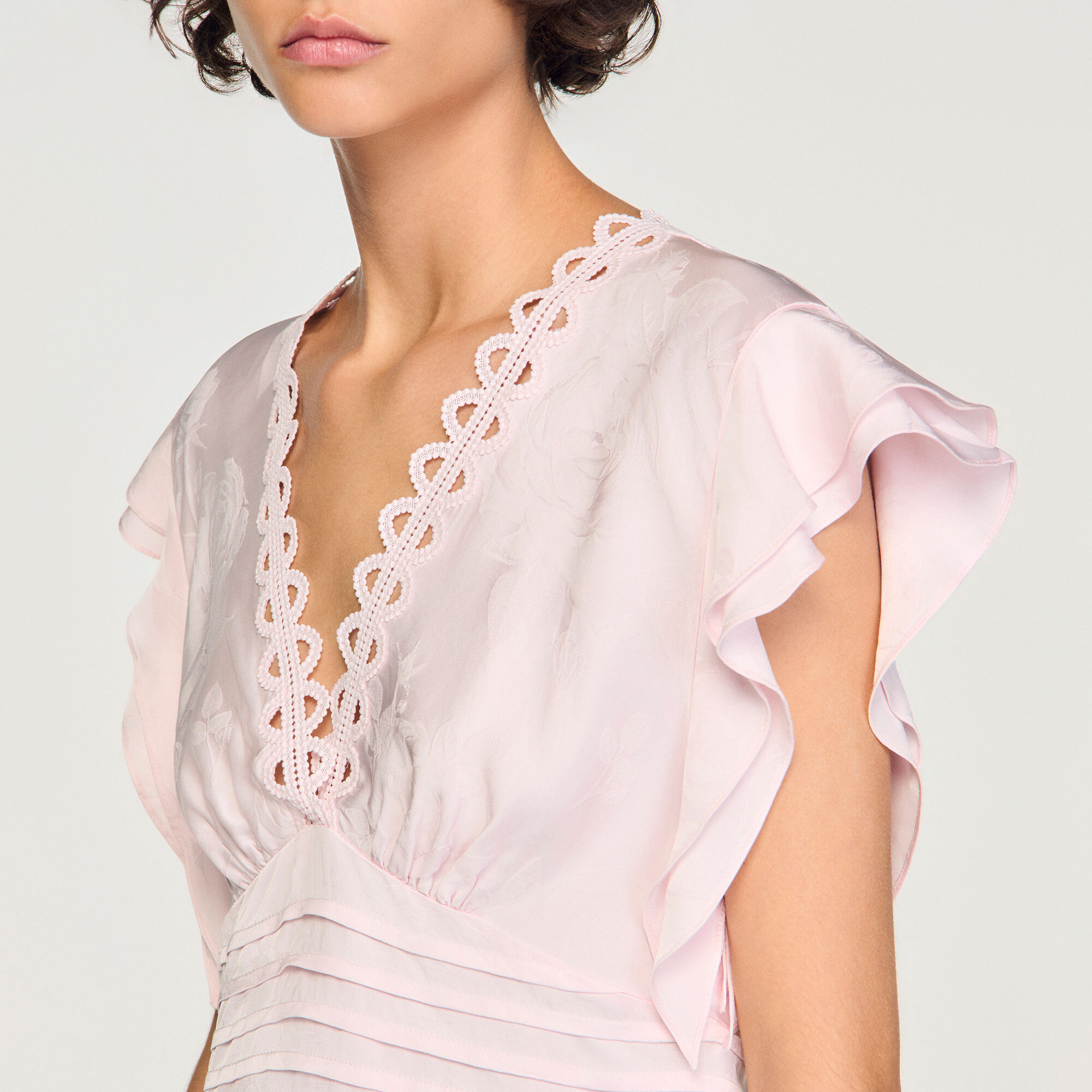Top corto de jacquard floral