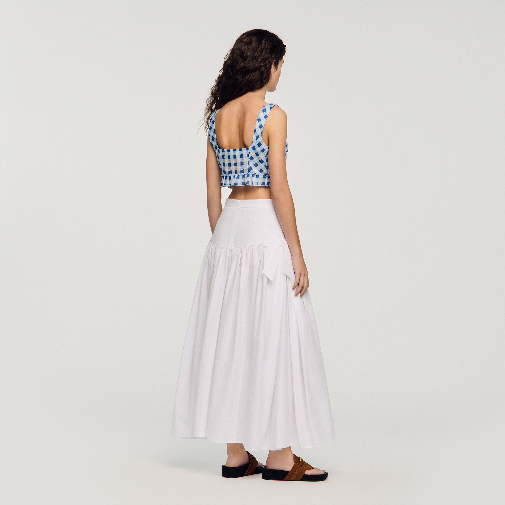Crop top de lino a cuadros