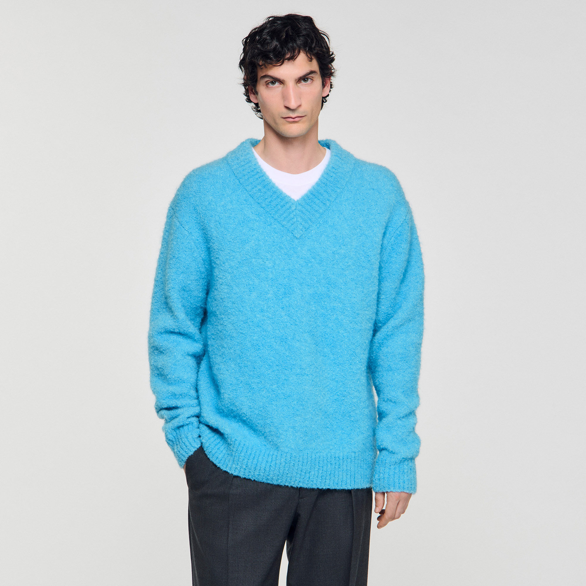 Sweater de cuello en V con mangas largas