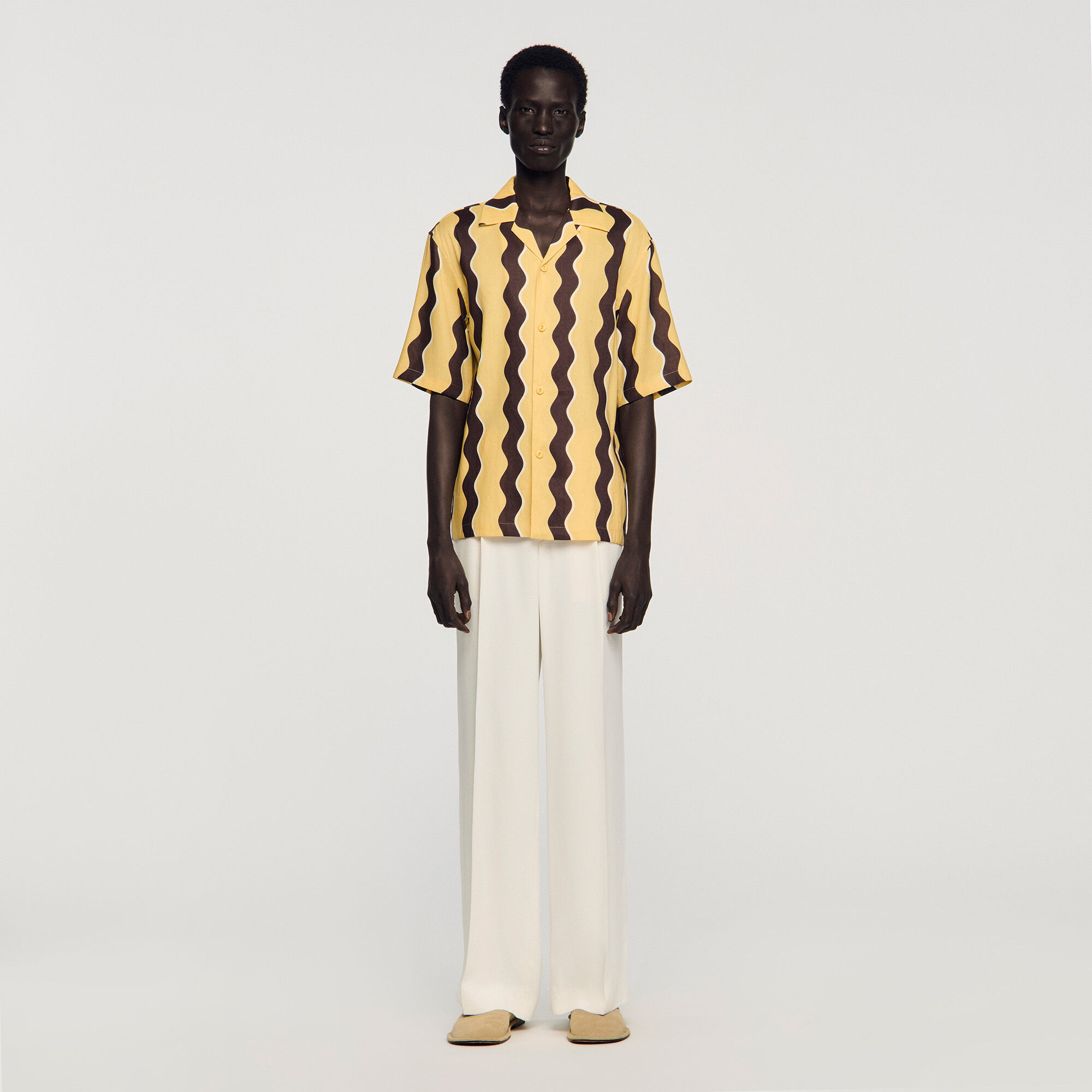 Camisa de lino estampada