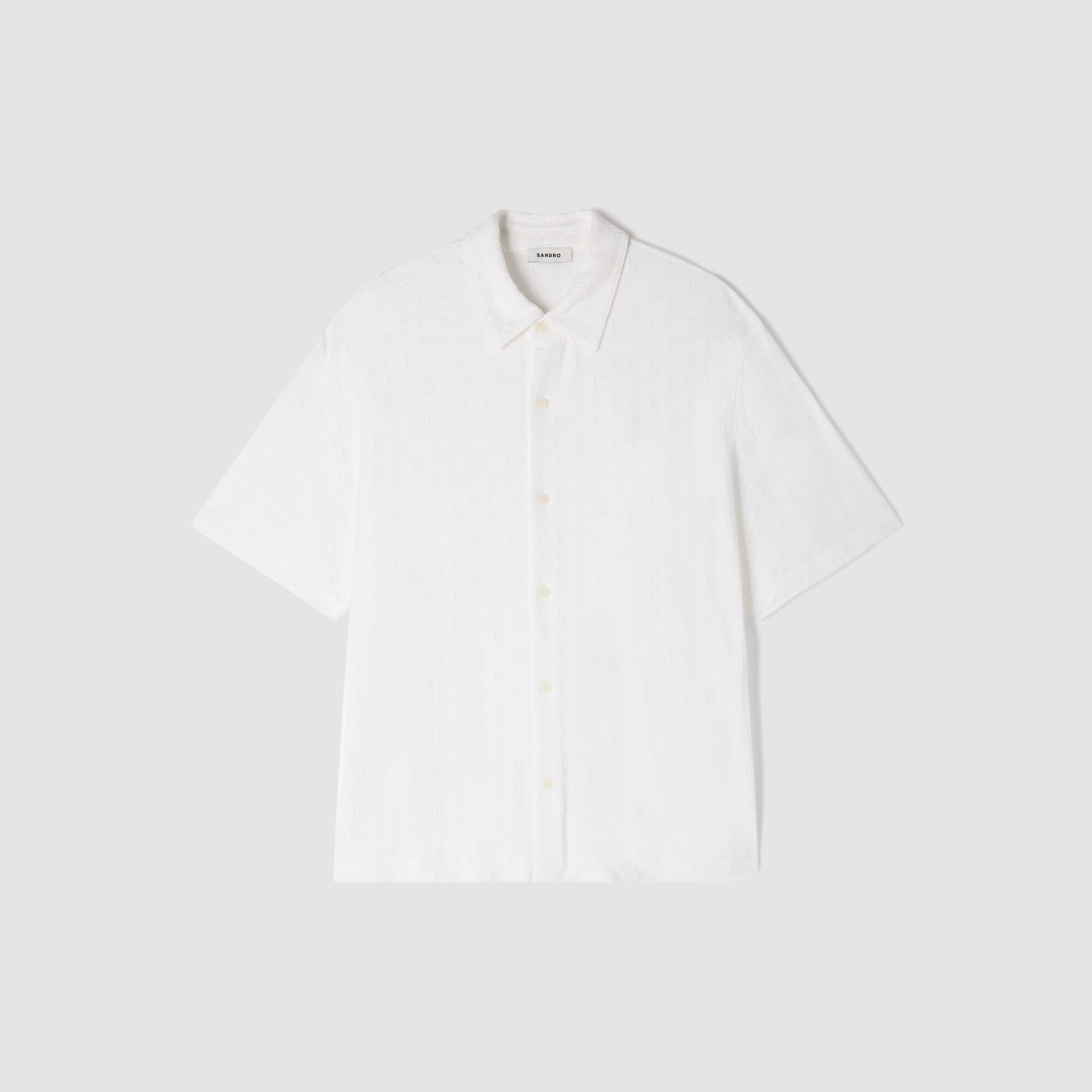 Camisa de algodón jacquard cuadrada