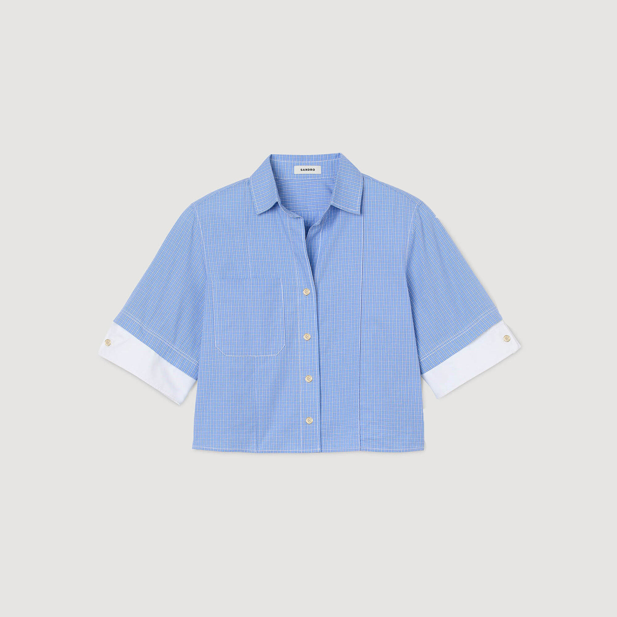 Camisa corta de cuadros pequeños
