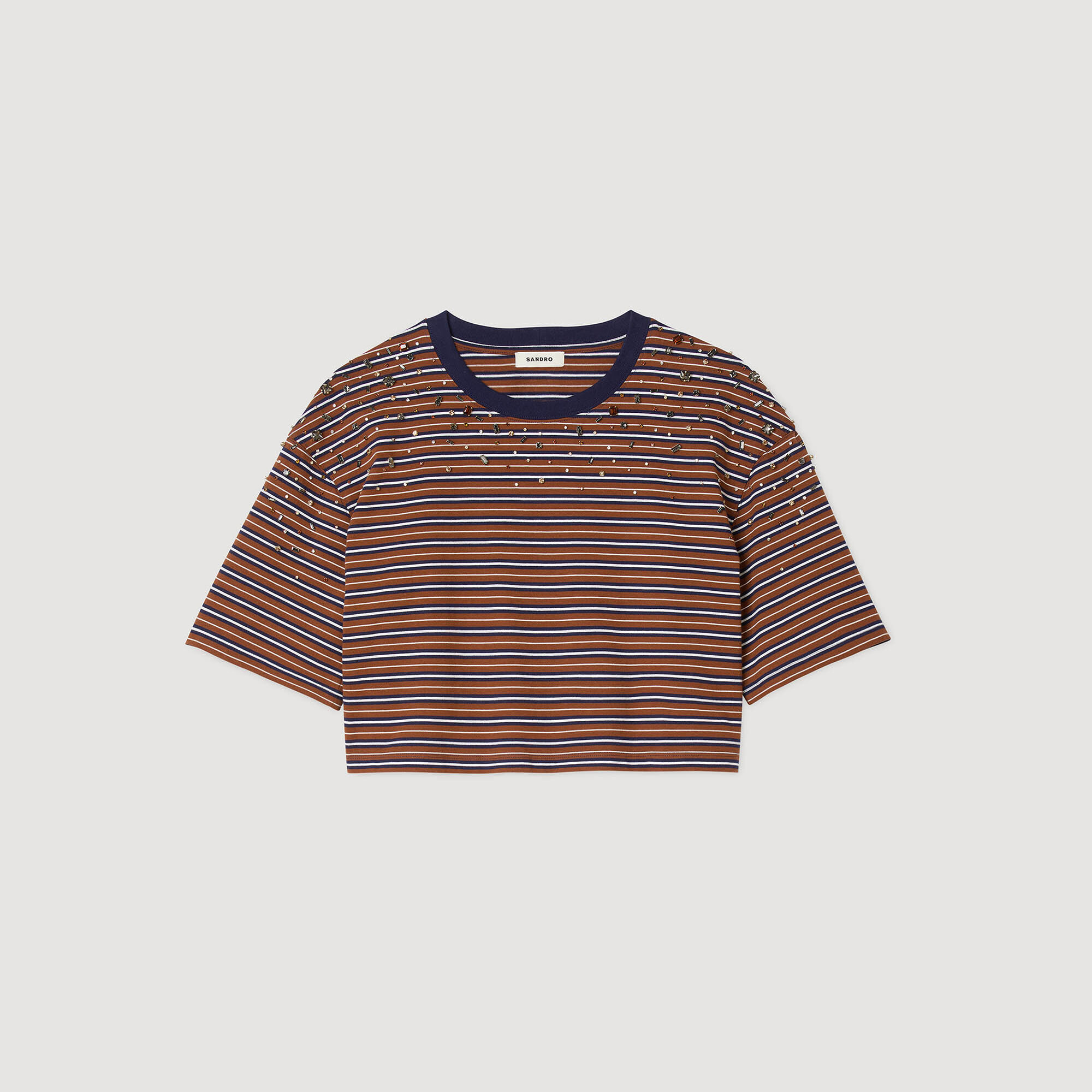 Camiseta con brillantines de rayas