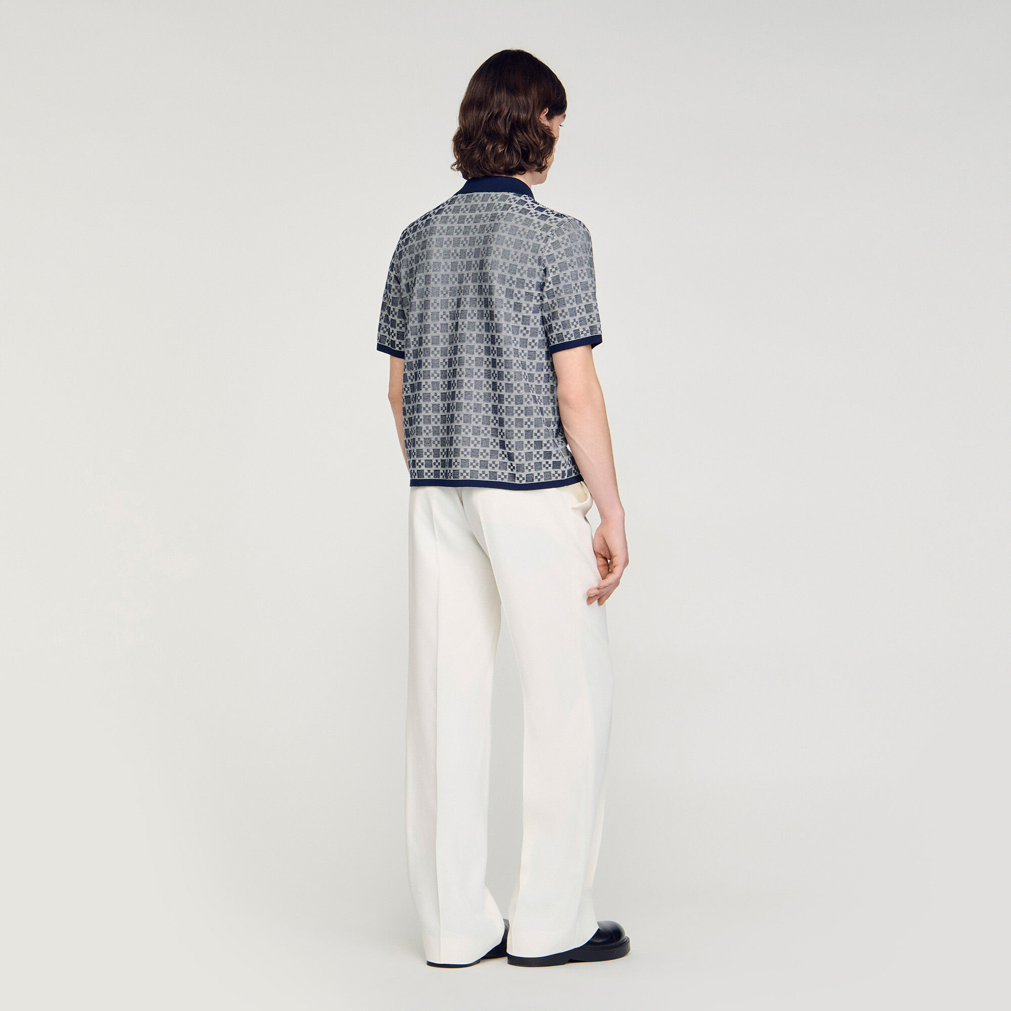Camisa de punto jacquard cuadrada