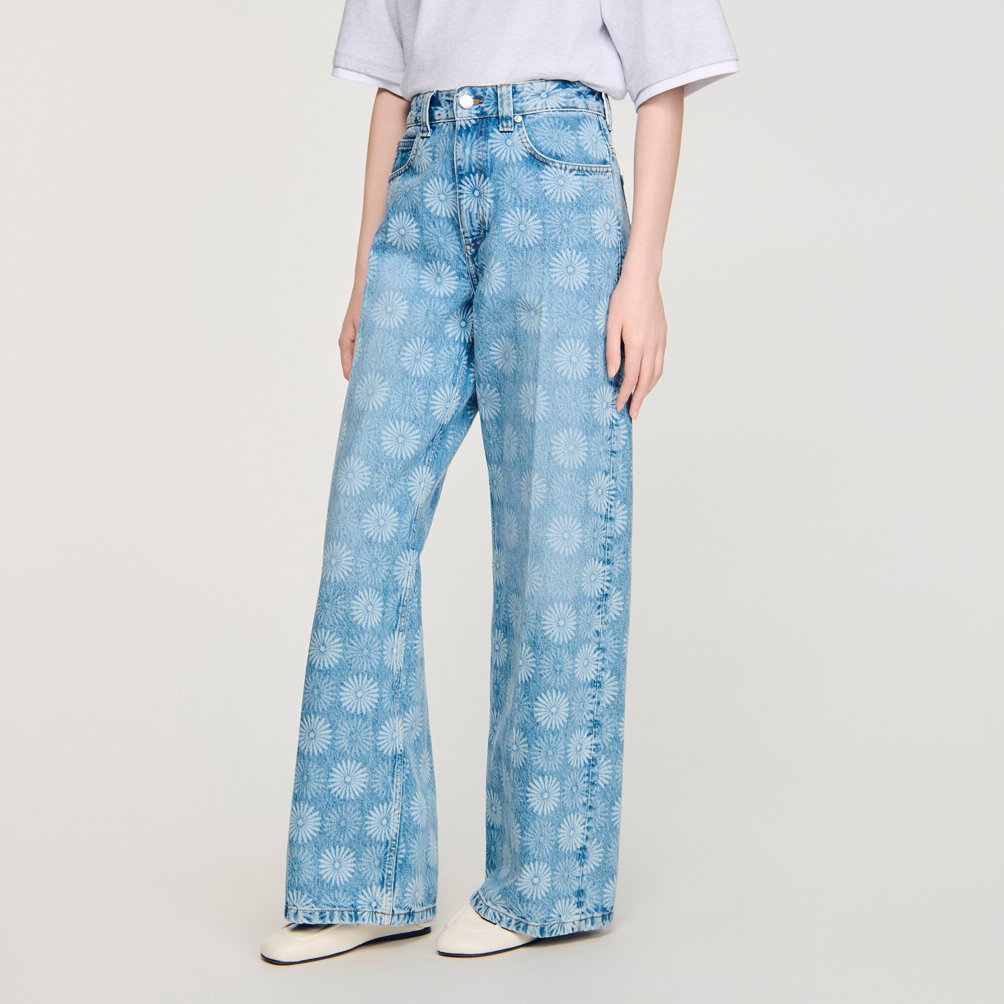 Pantalones de pierna ancha con estampado floral