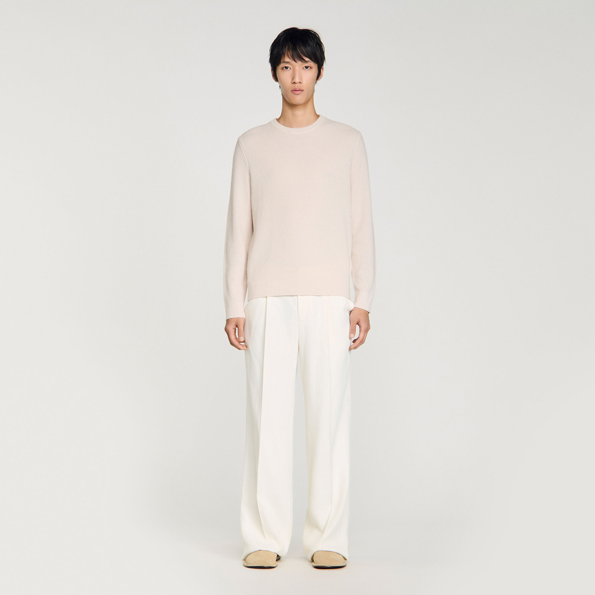 Sweater de cuello redondo en punto semilla