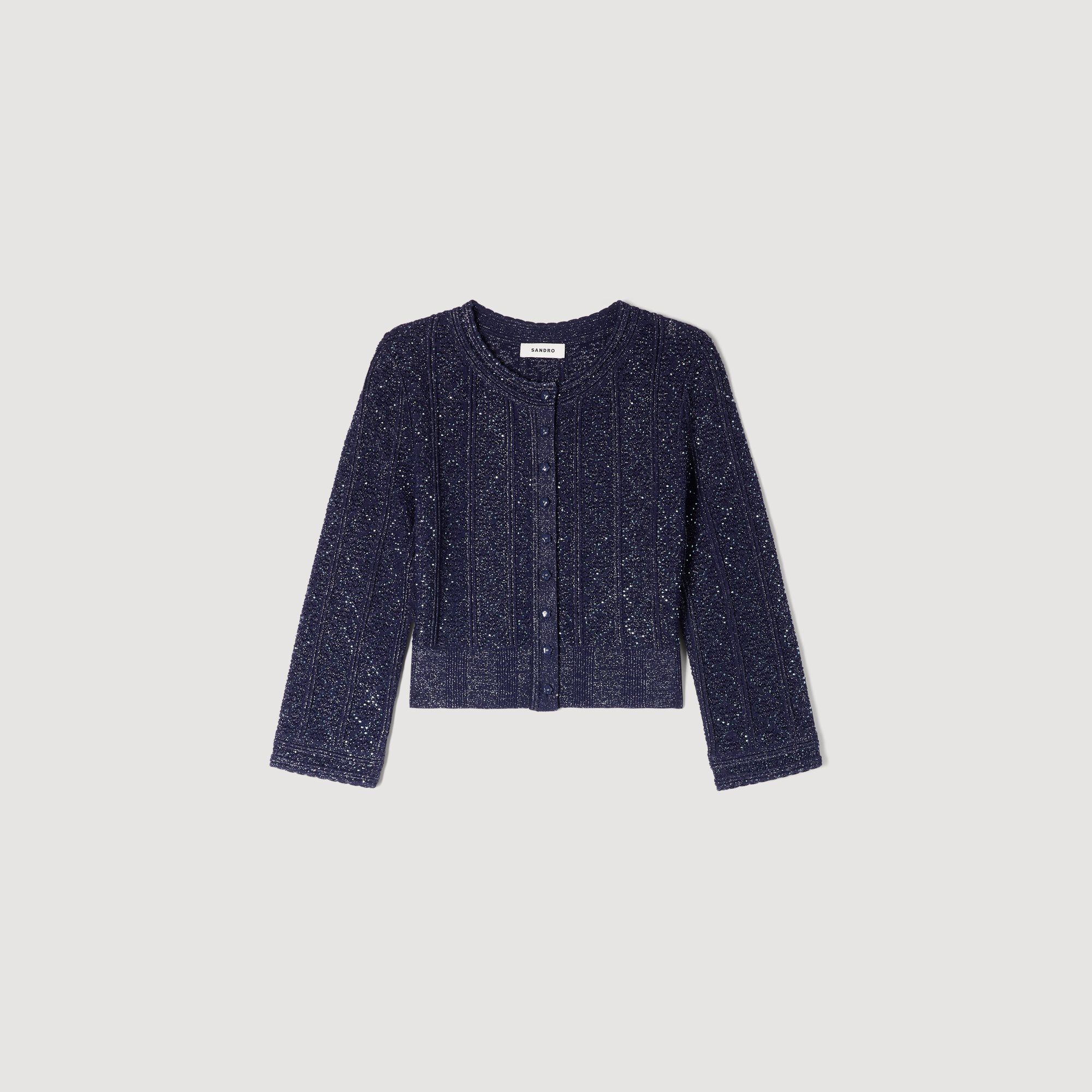 Cardigan corto de punto con lentejuelas