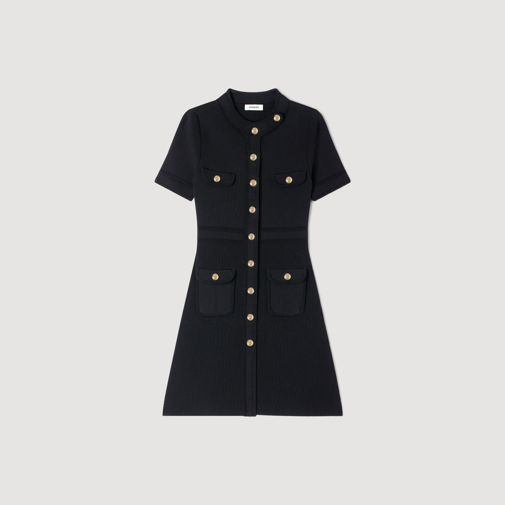 Vestido mini de punto con botones
