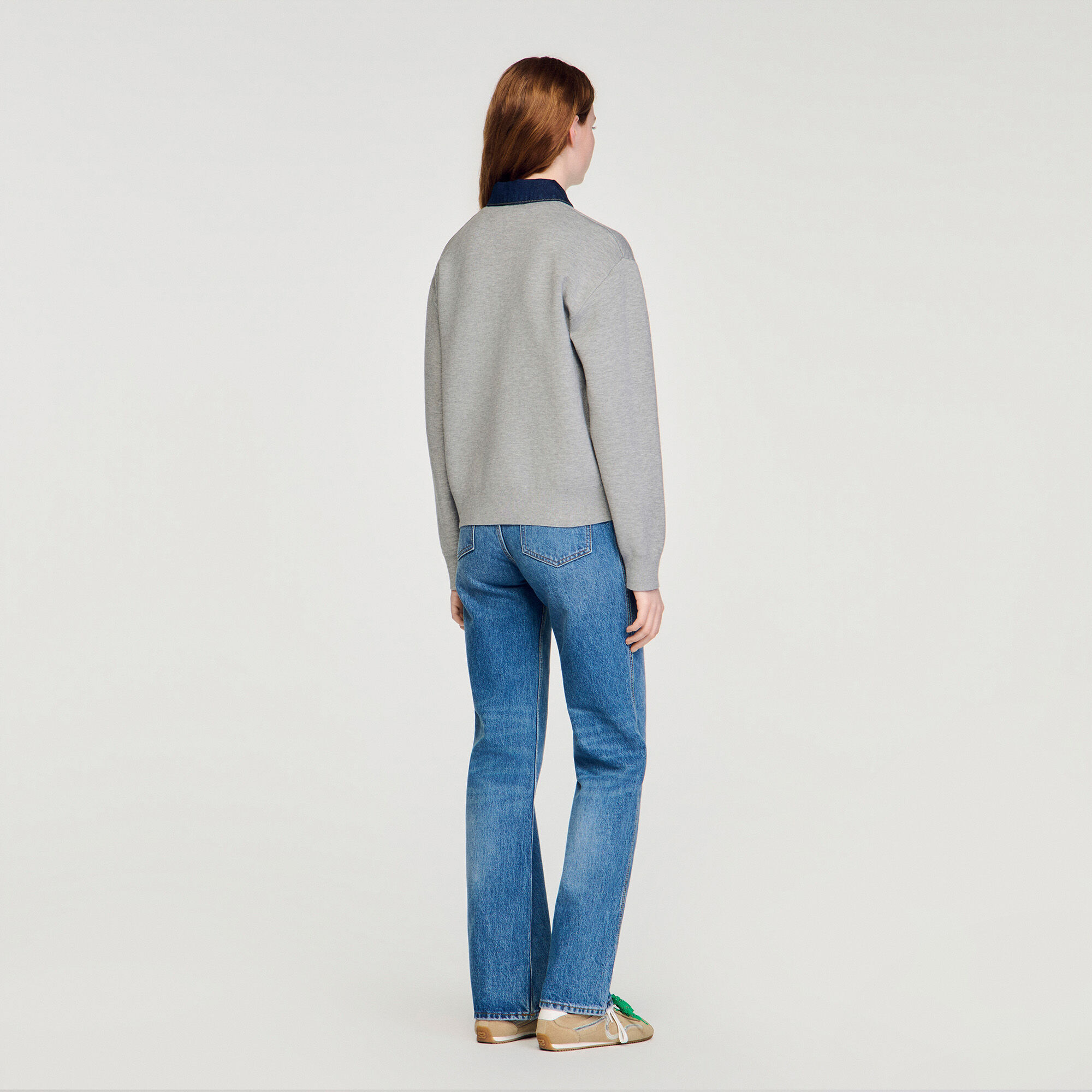 Sudadera con cuello de mezclilla