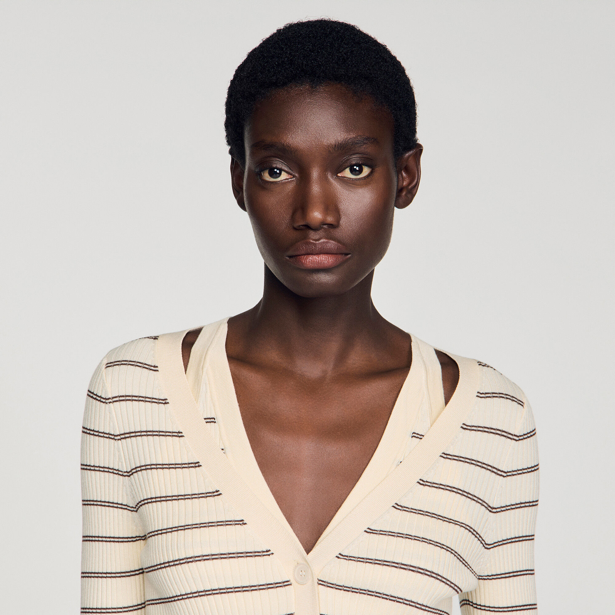Cardigan de punto con rayas