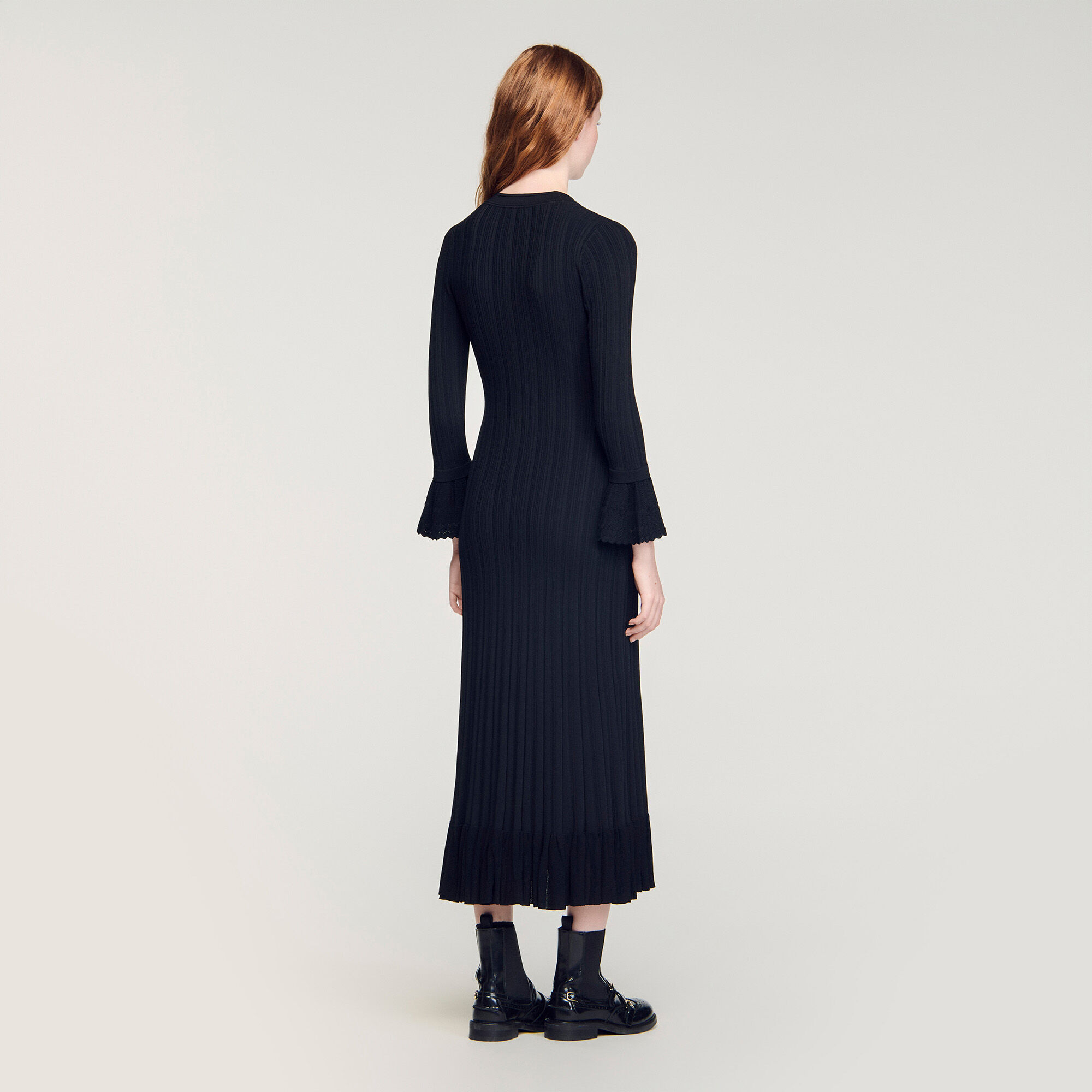 Vestido maxi de punto con volantes