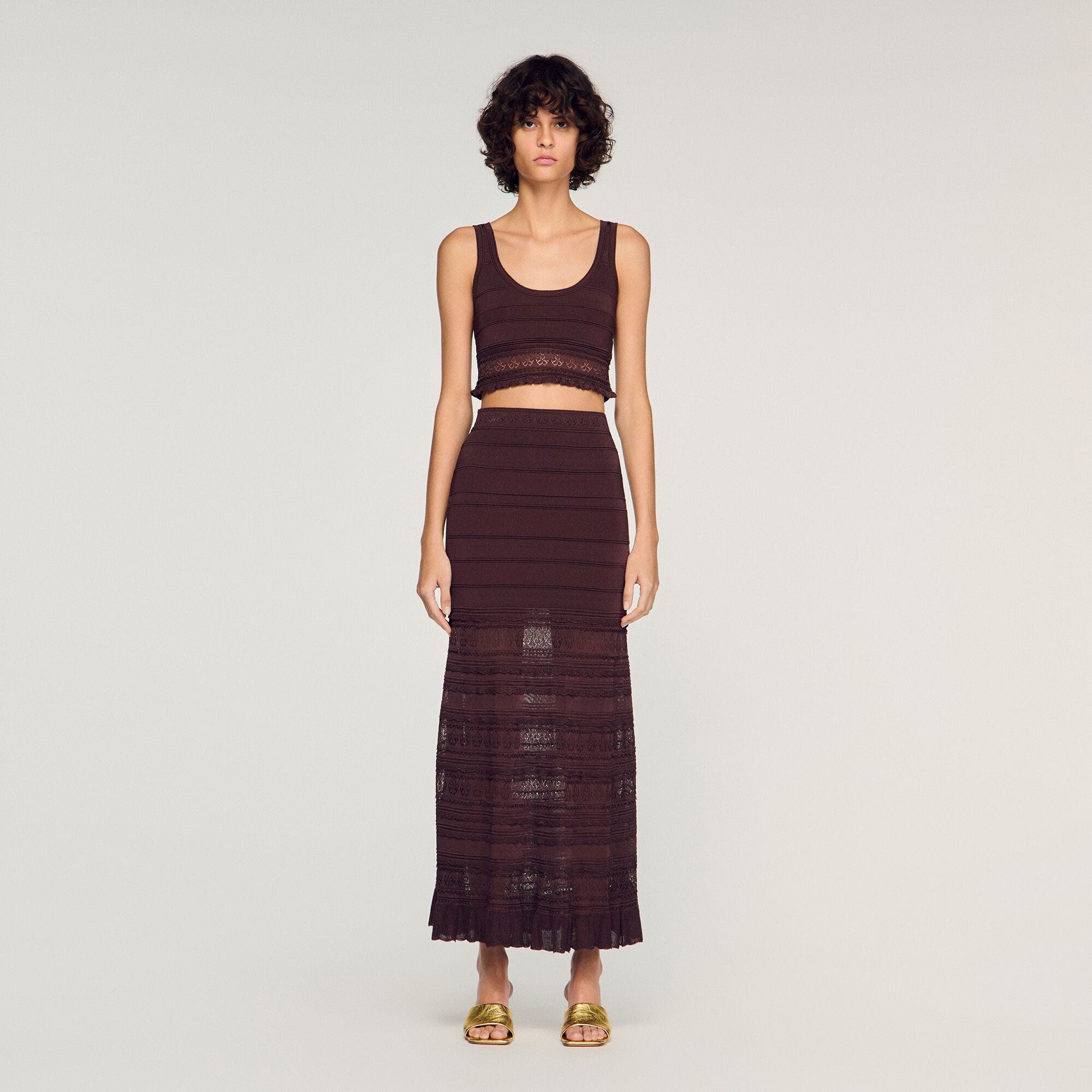 Falda maxi de punto pointelle
