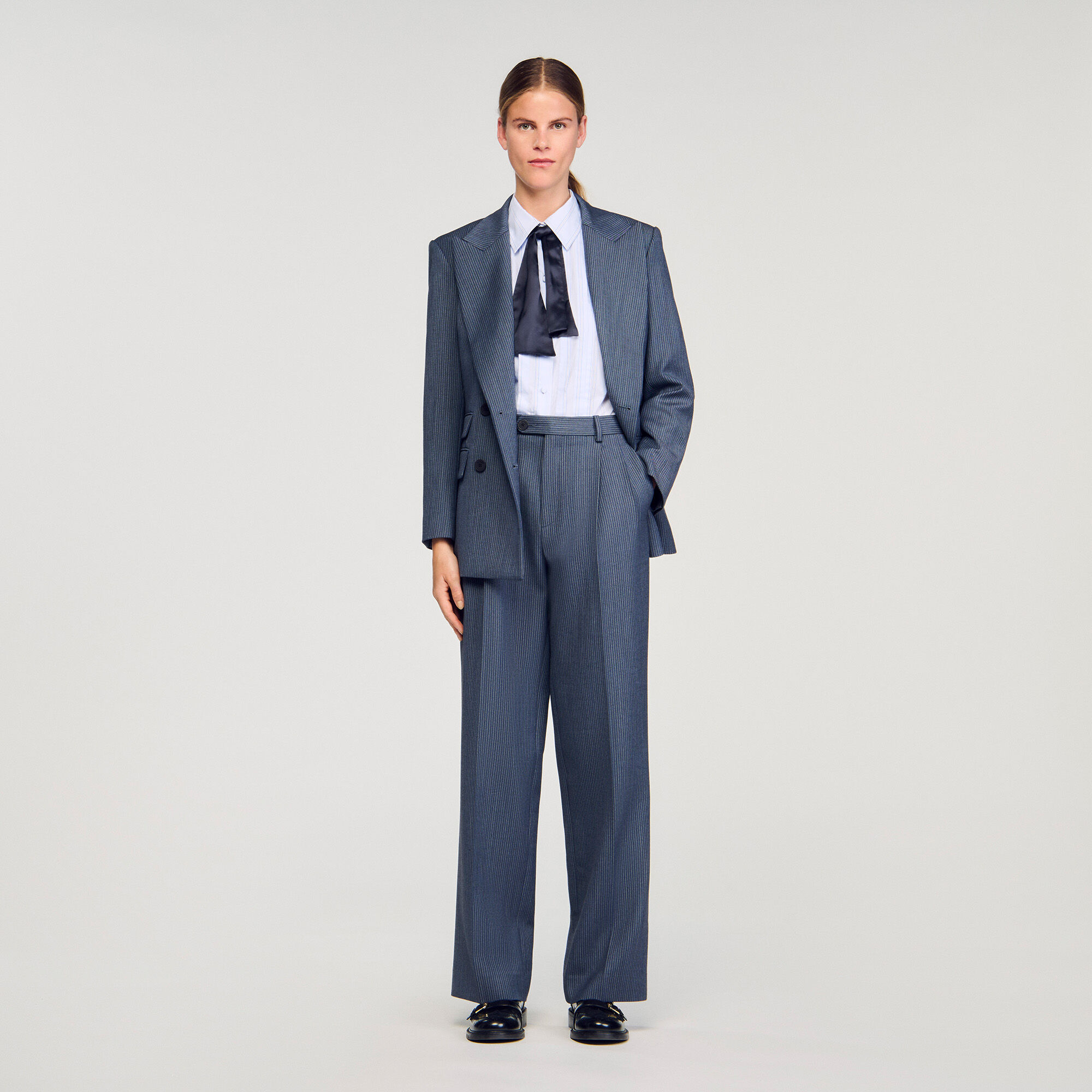 Pantalones de corte ancho con rayas