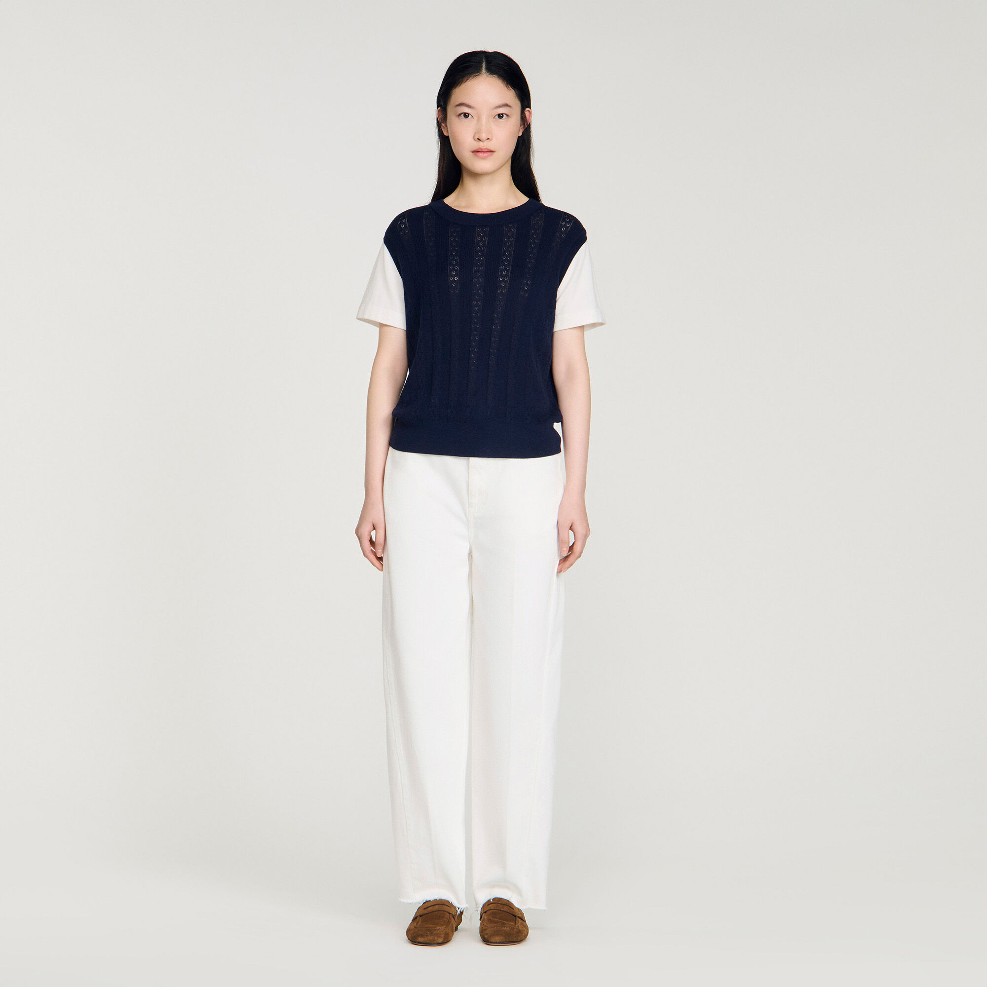 Sweater de punto Pointelle