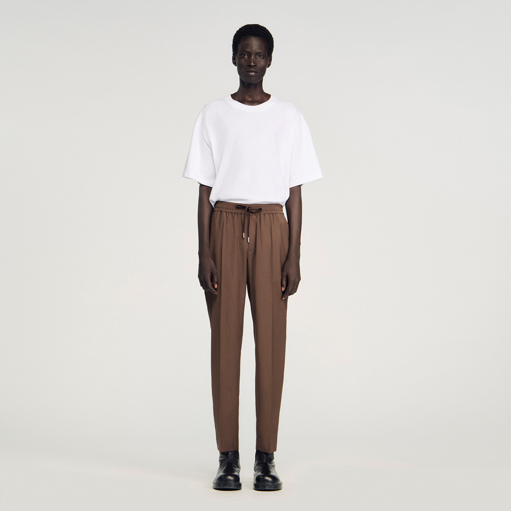 Pantalones de pierna recta elástica