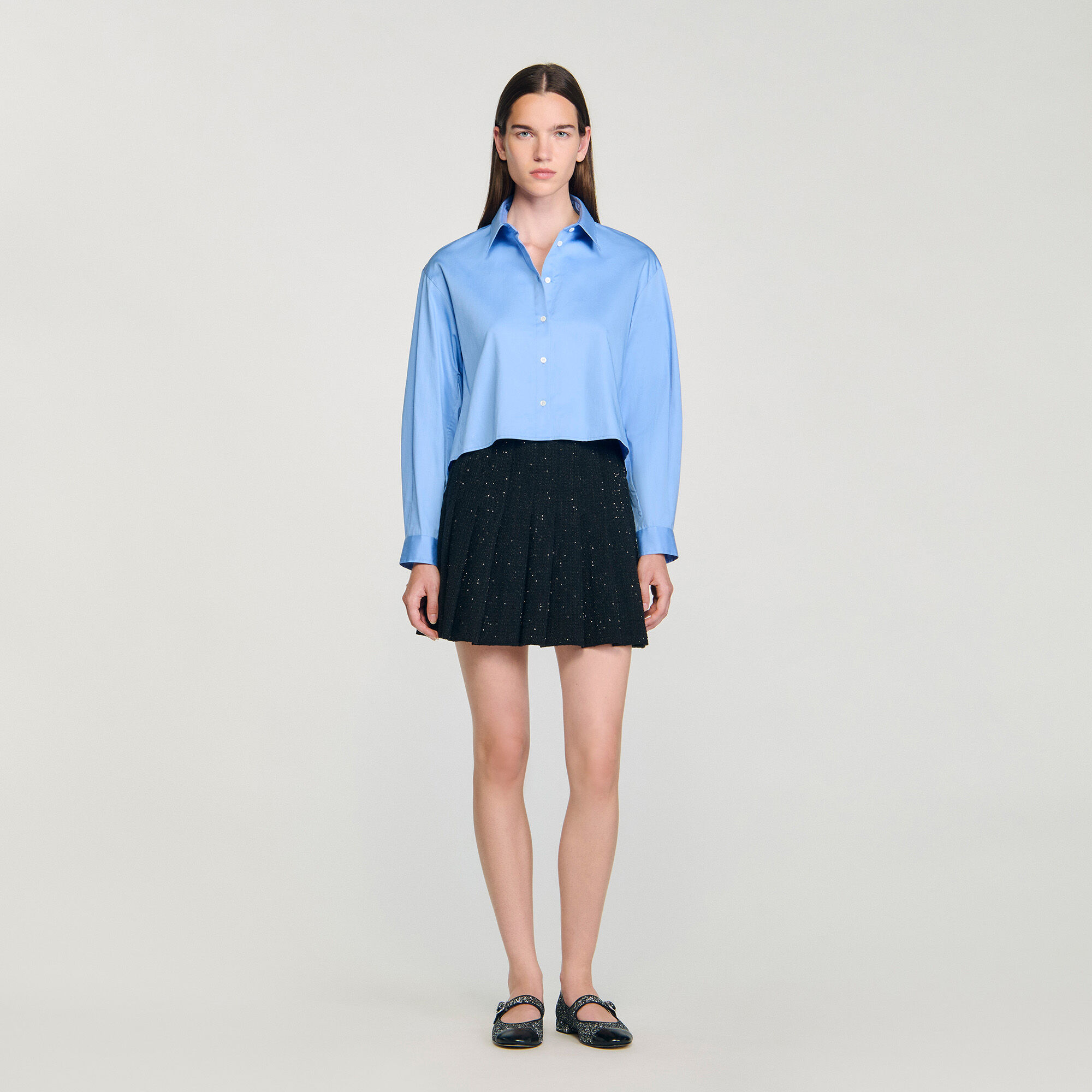 Minifalda de tweed con adornos