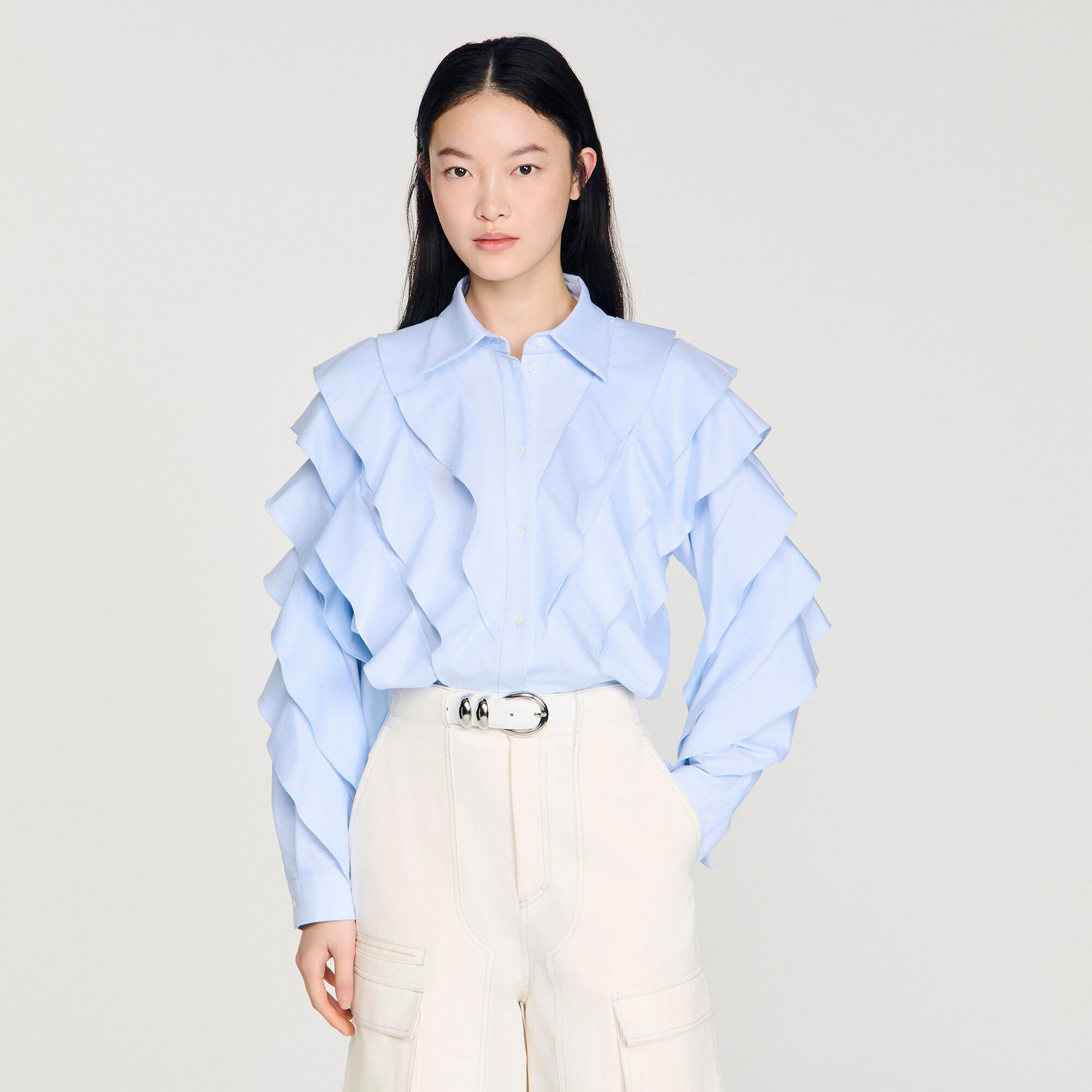Camisa de algodón con volantes