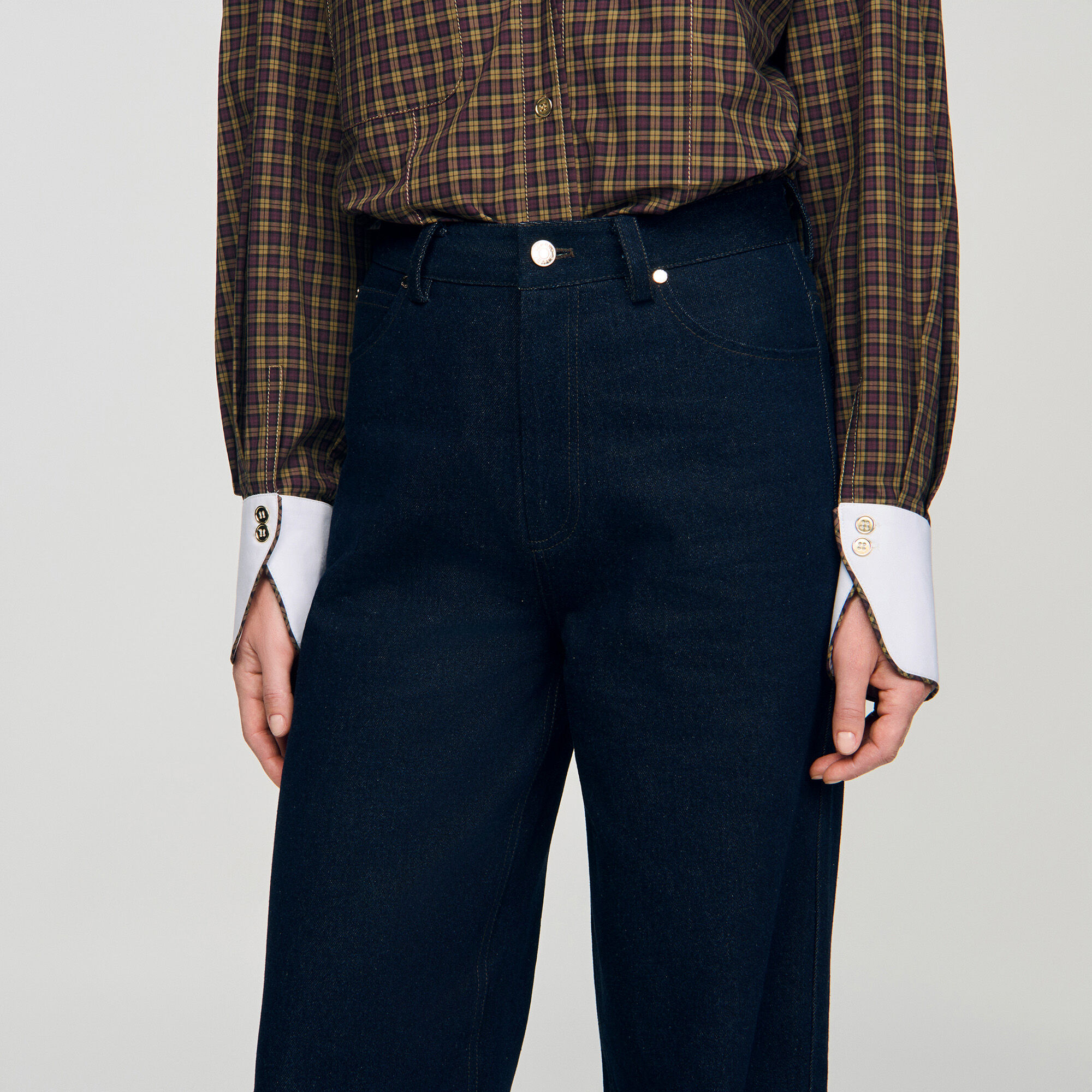 Pantalones vaqueros de pierna ancha sin lavar
