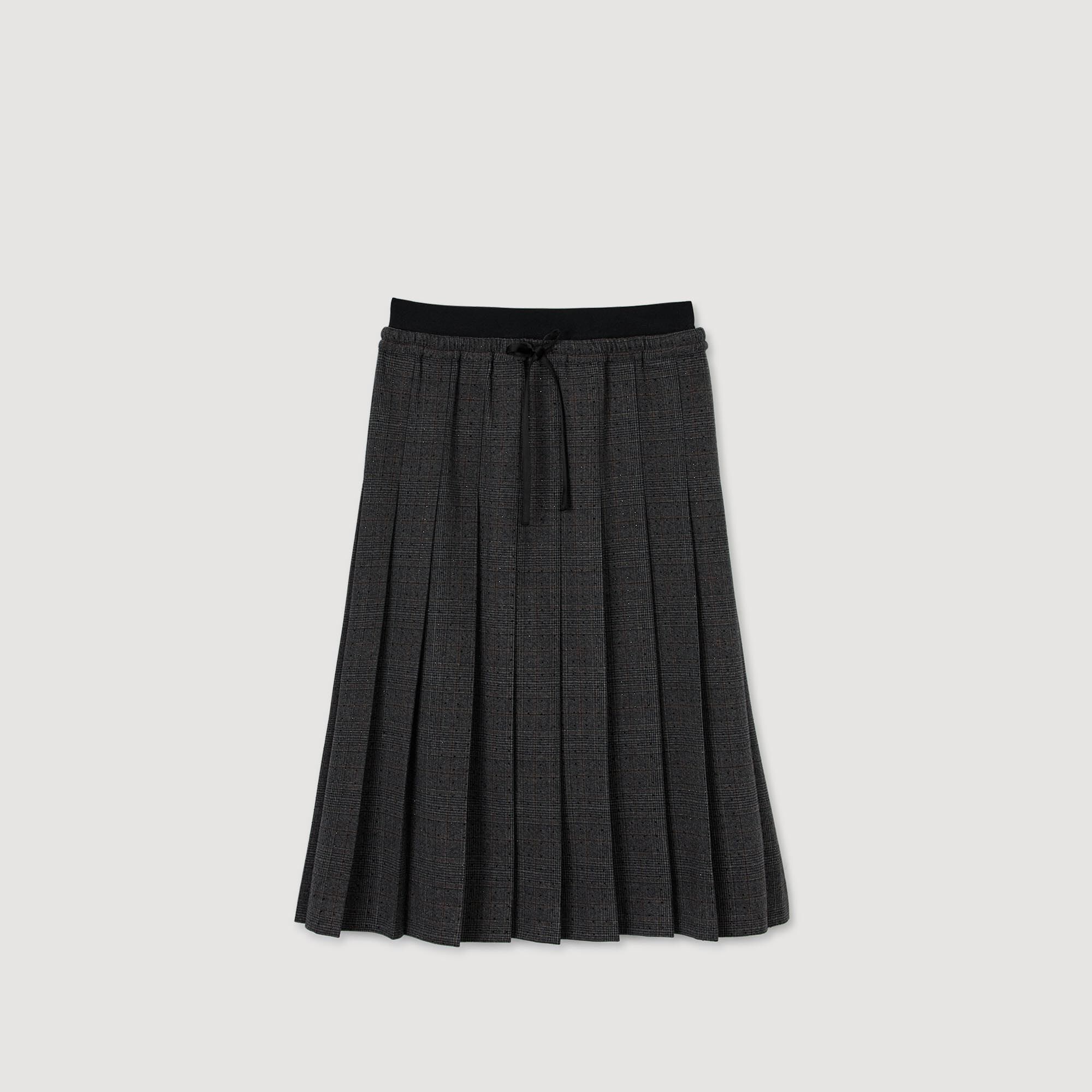 Falda midi plisada con lentejuelas