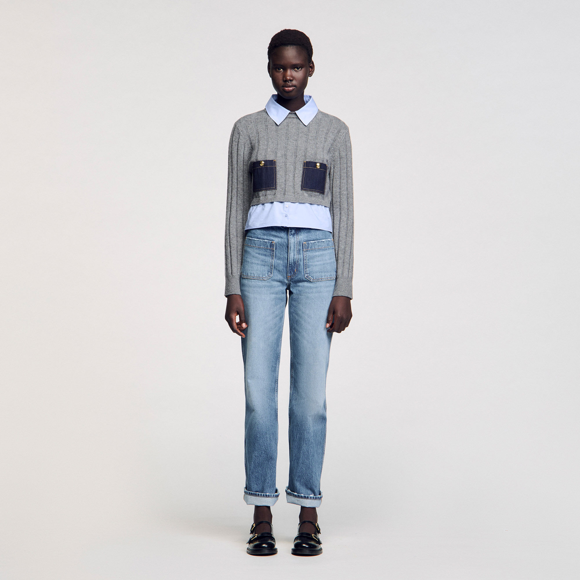 Sweater corto de lana y cashmere