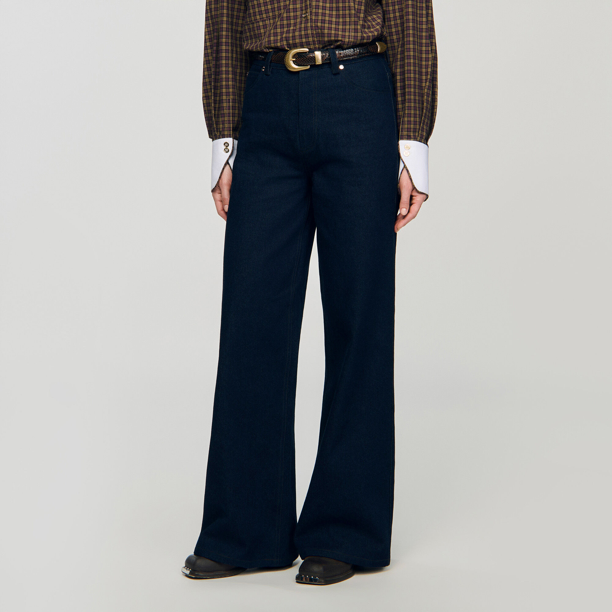 Pantalones vaqueros de pierna ancha sin lavar