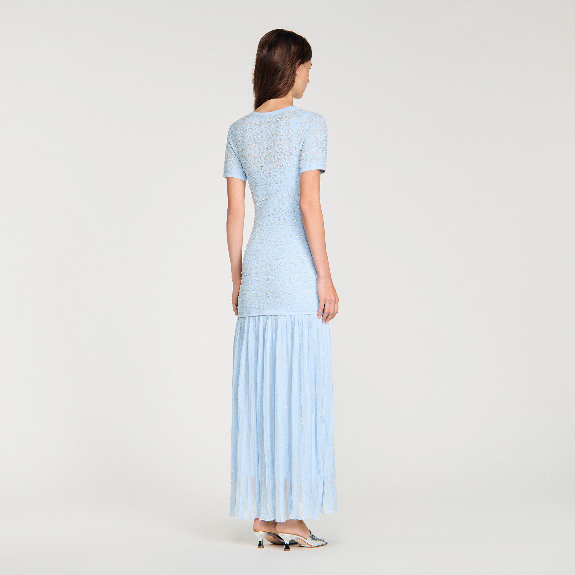 Vestido maxi de punto con cuentas