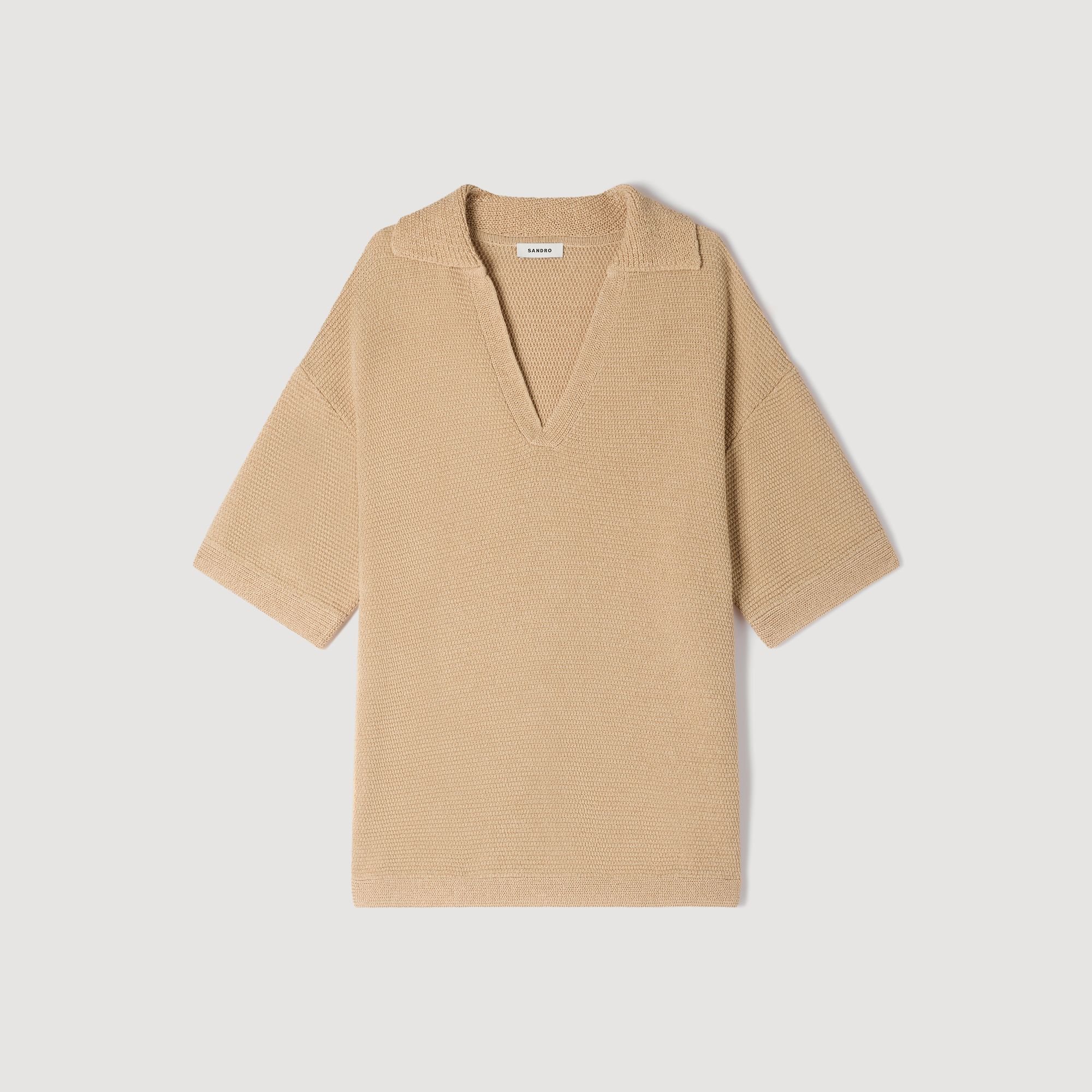 Camiseta polo con efecto yute