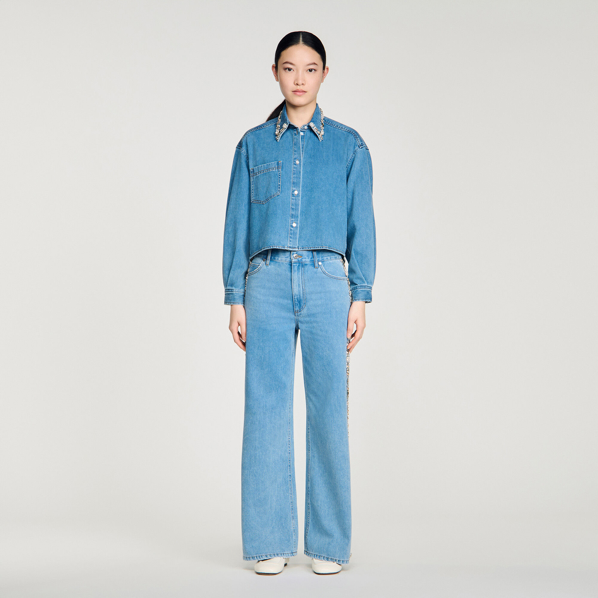 Camisa de mezclilla con lentejuelas
