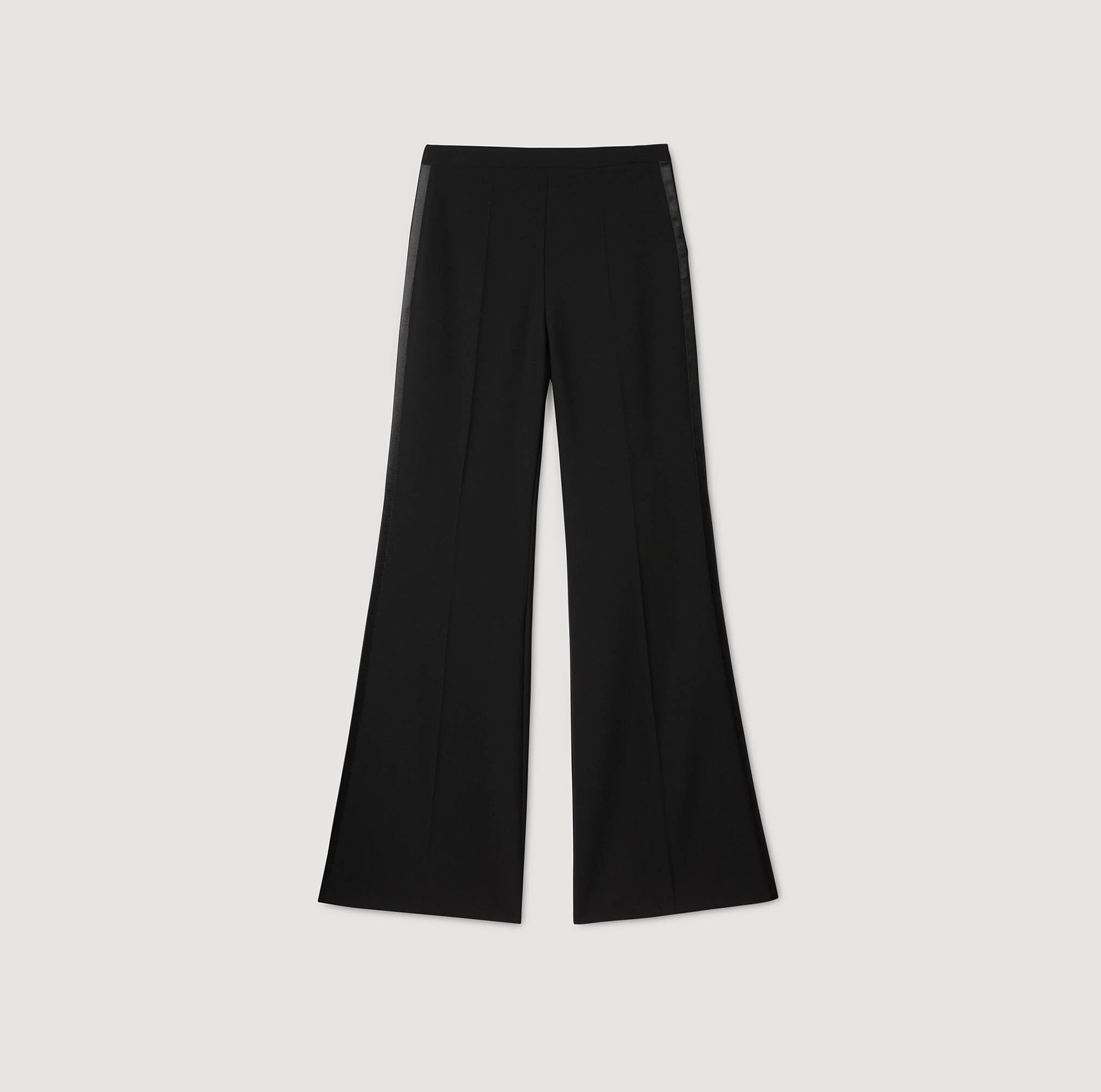 Pantalones de traje con rayas de satín