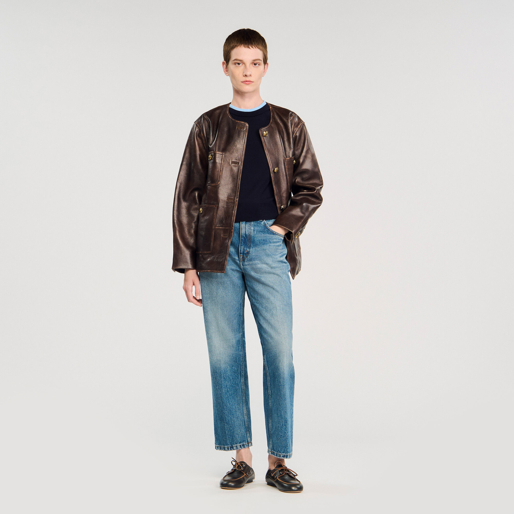 Sweater corto de dos tonos