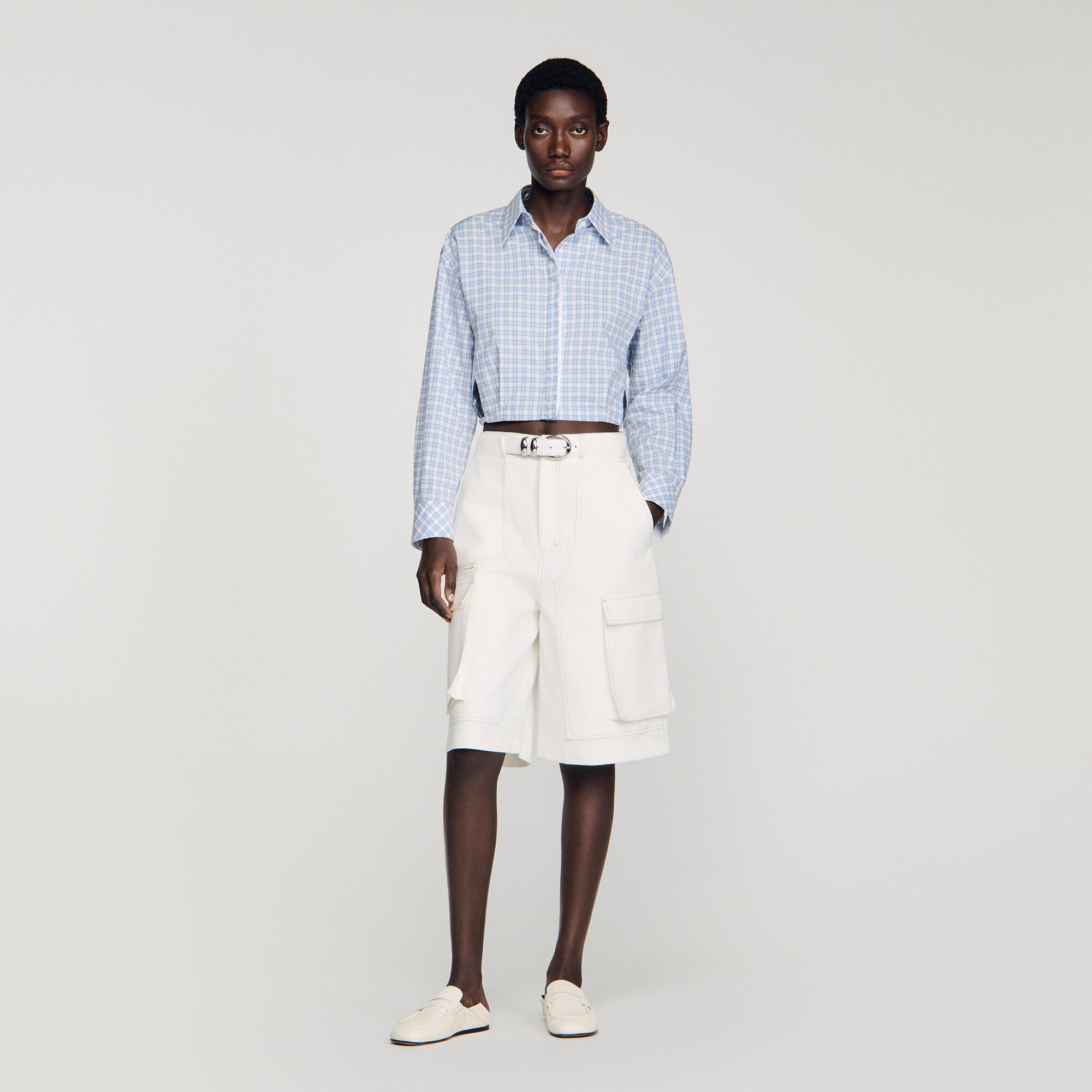 Pantalones cortos de algodón tipo Bermudas de pierna ancha