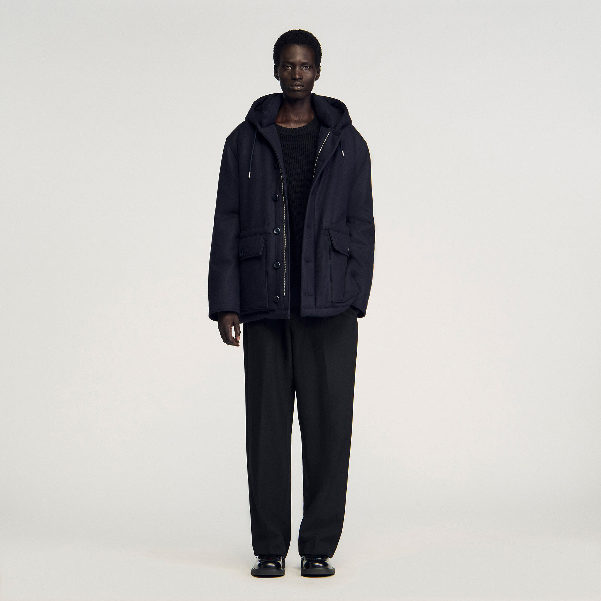 Parka de lana con capucha