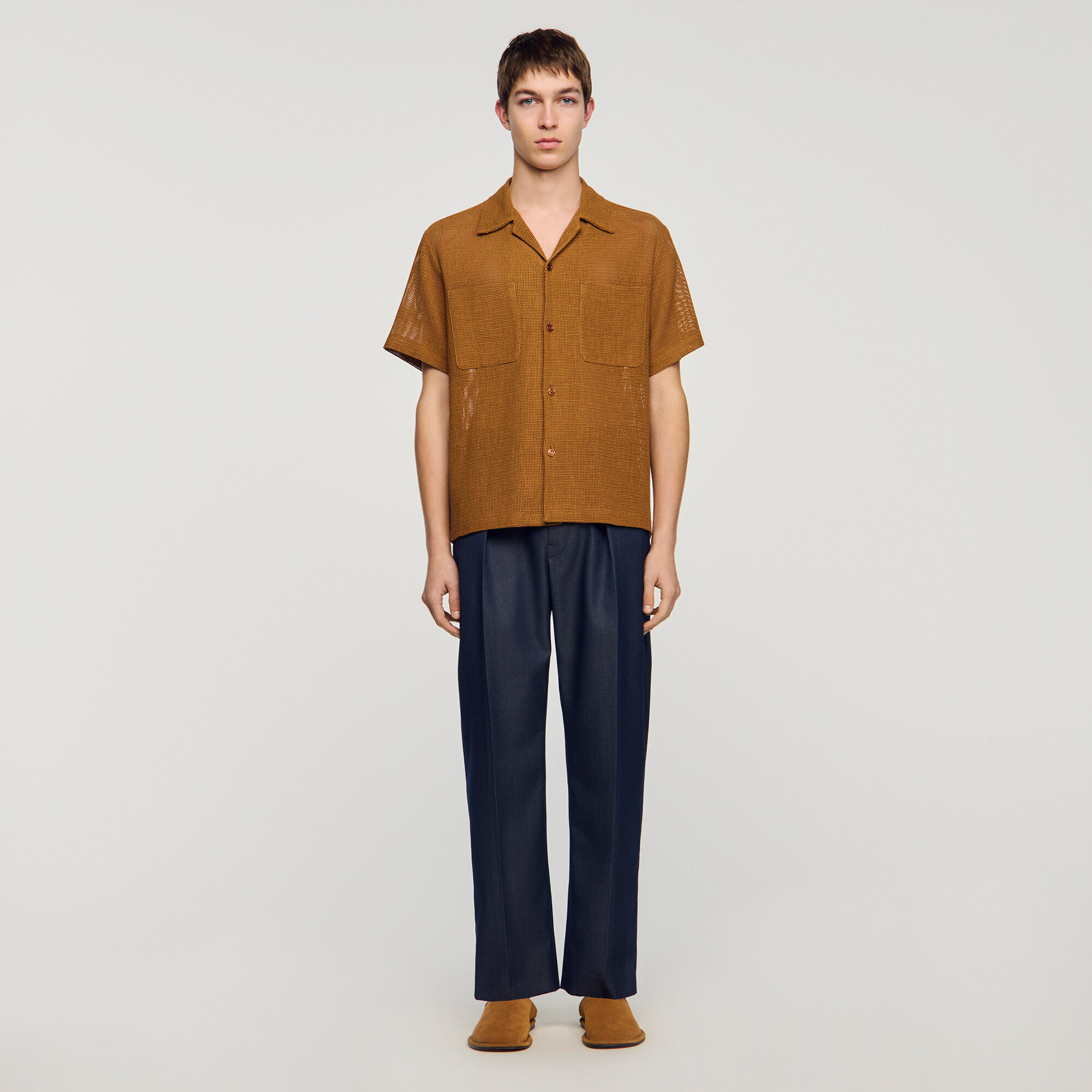 Camisa de malla abierta