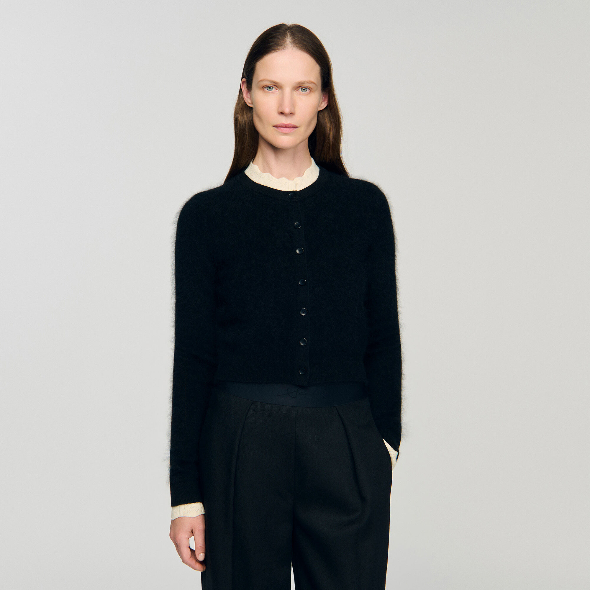 Cardigan con cuello puntoelle