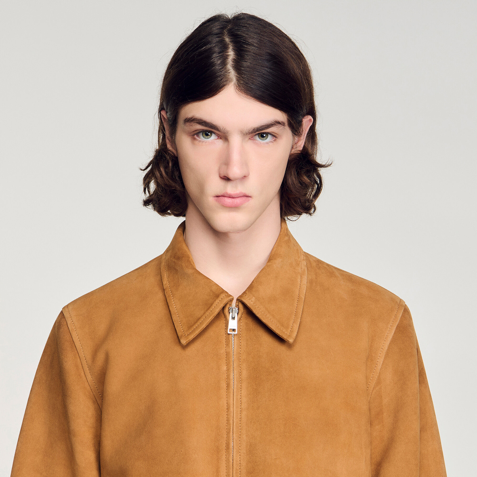 Chaqueta de cuero de gamuza